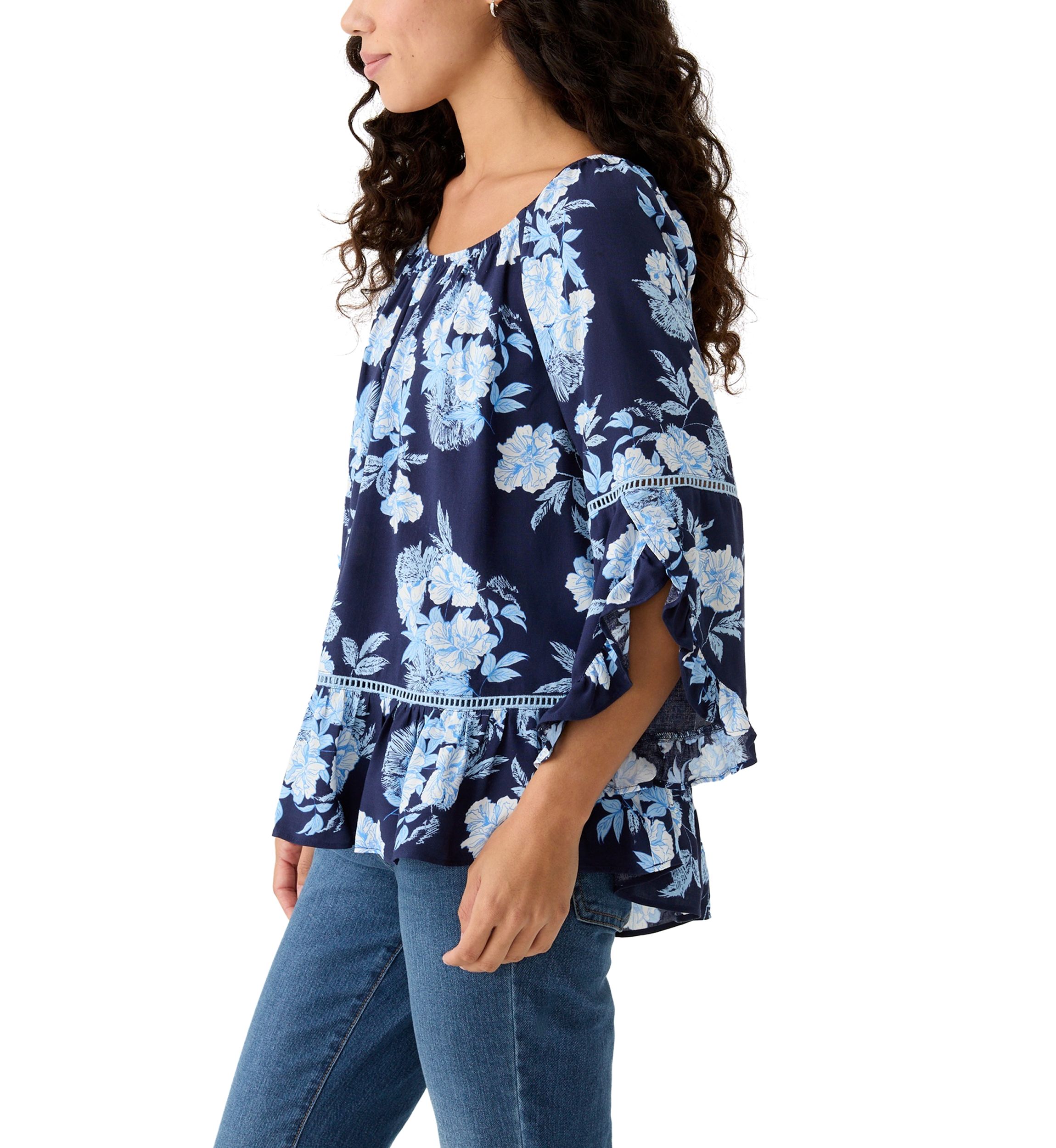 Petite Ruffle Sleeve Blouse