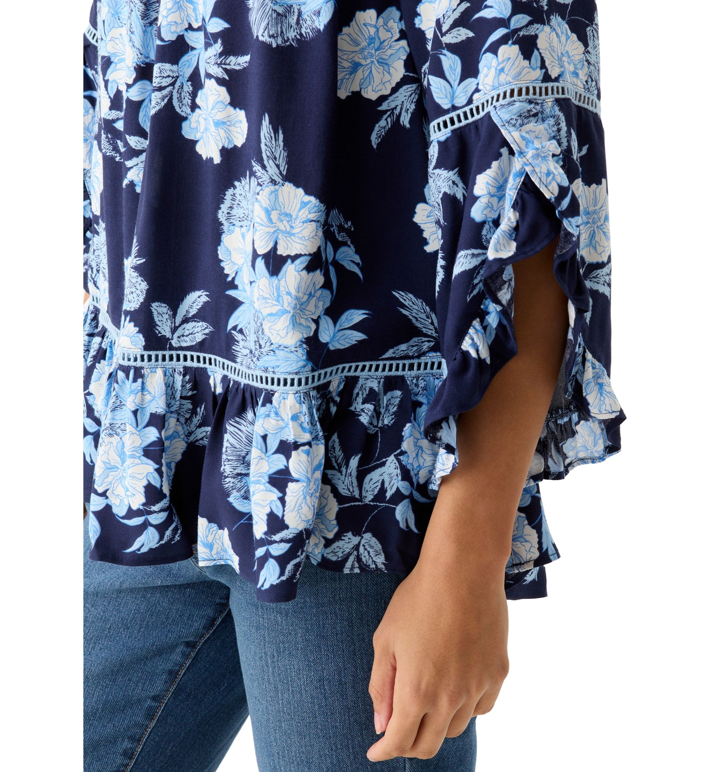 Petite Ruffle Sleeve Blouse