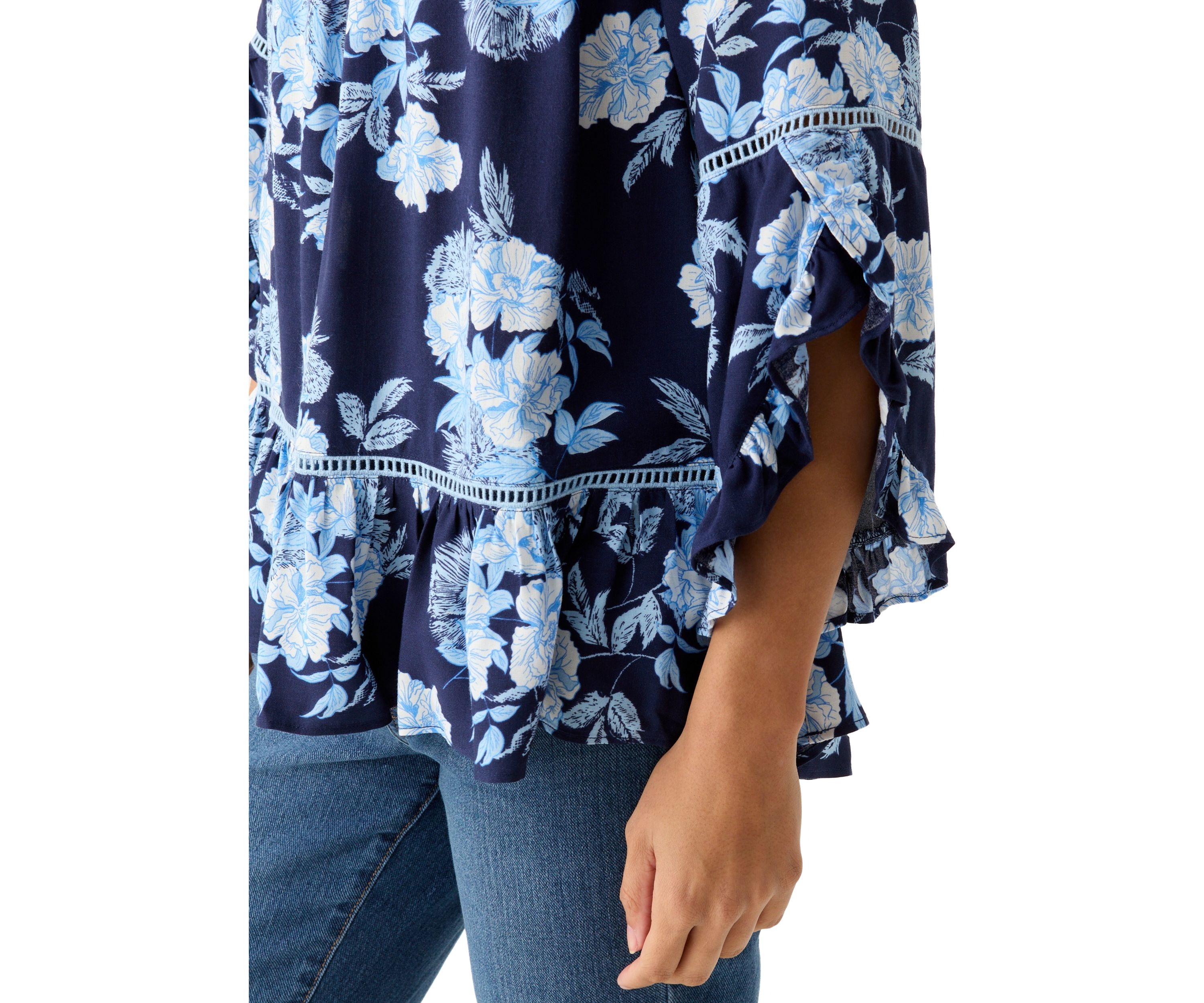 Petite Ruffle Sleeve Blouse