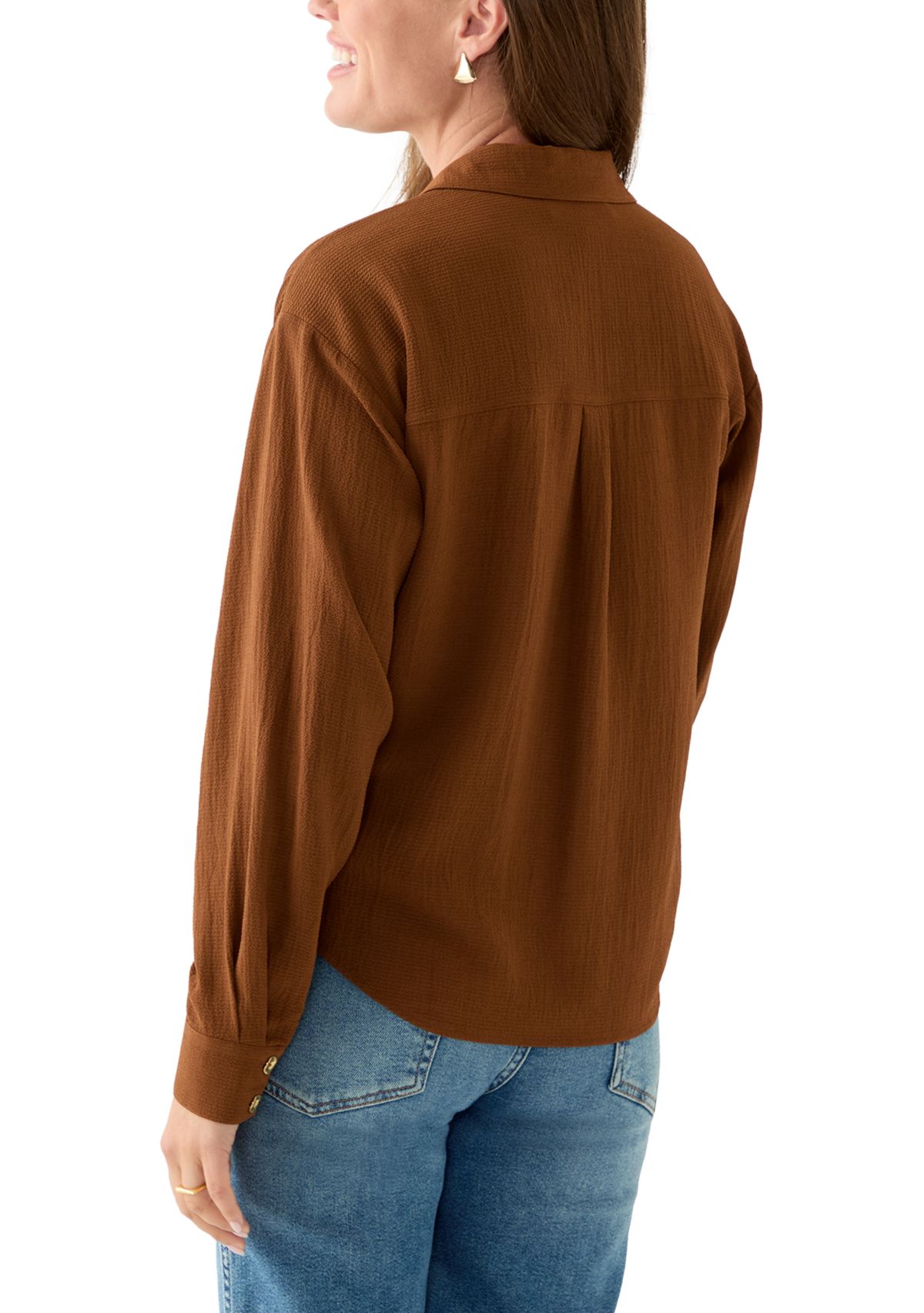Petite Textured Twist Front Top
