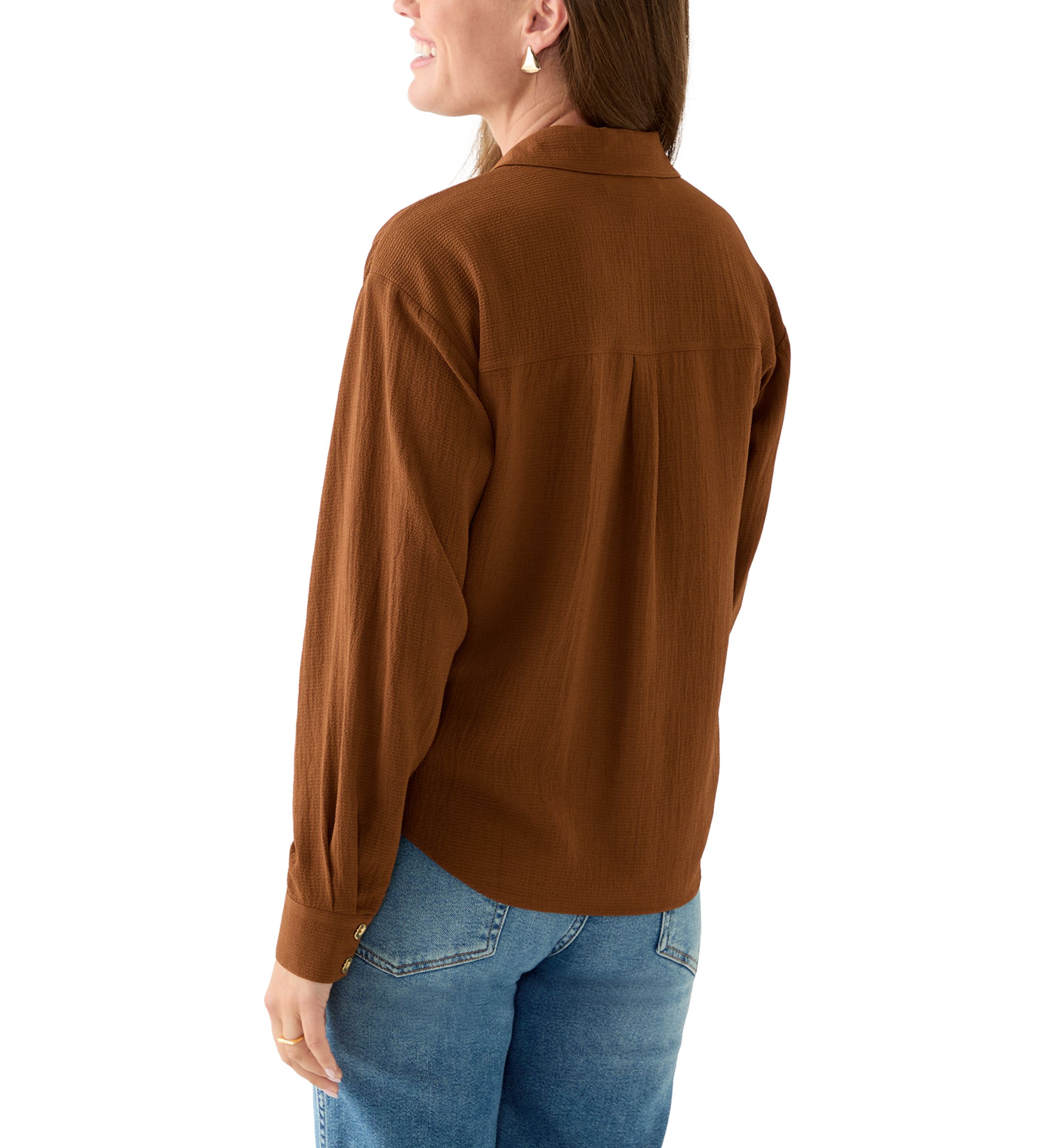 Petite Textured Twist Front Top