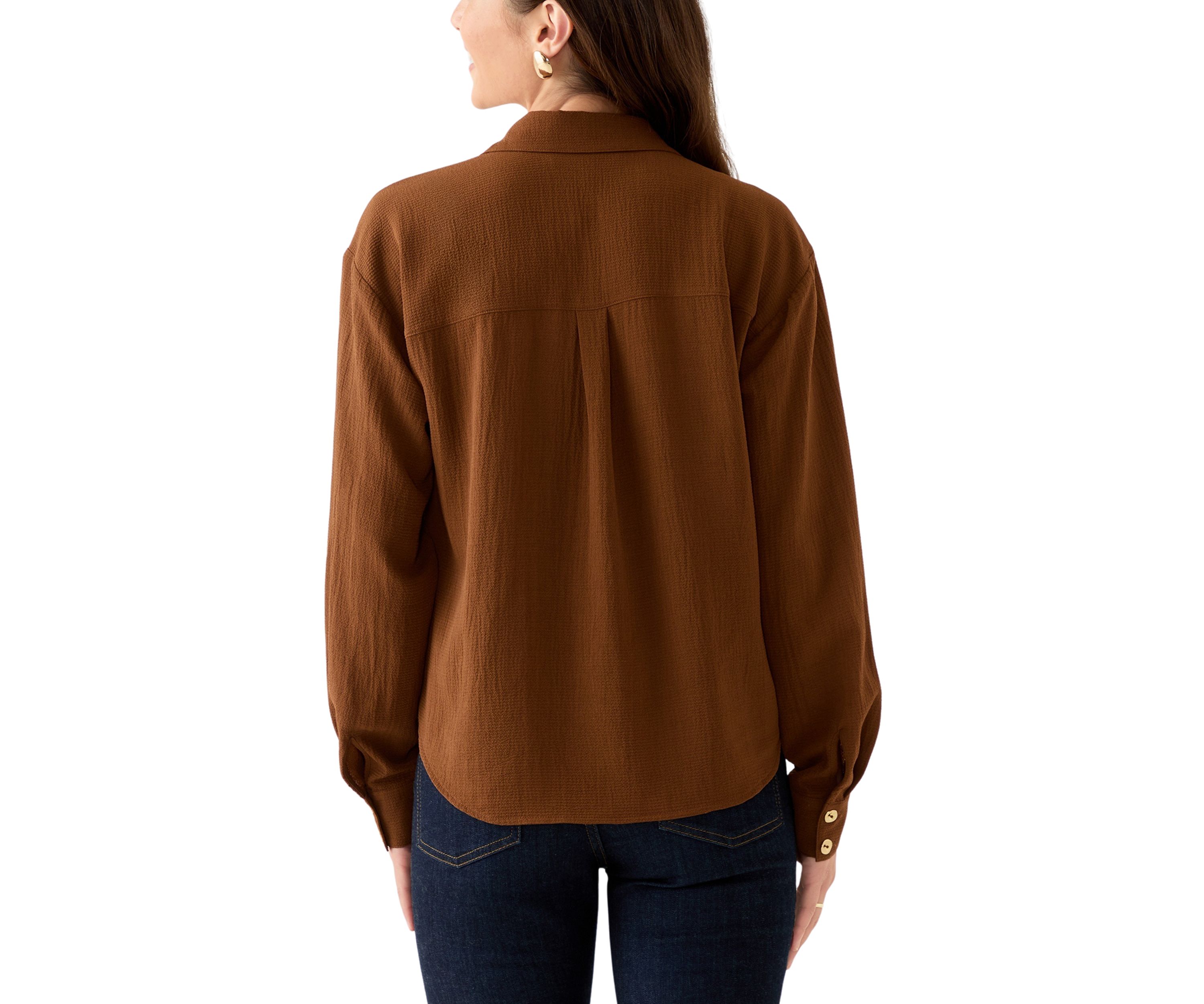 Petite Textured Twist Front Top