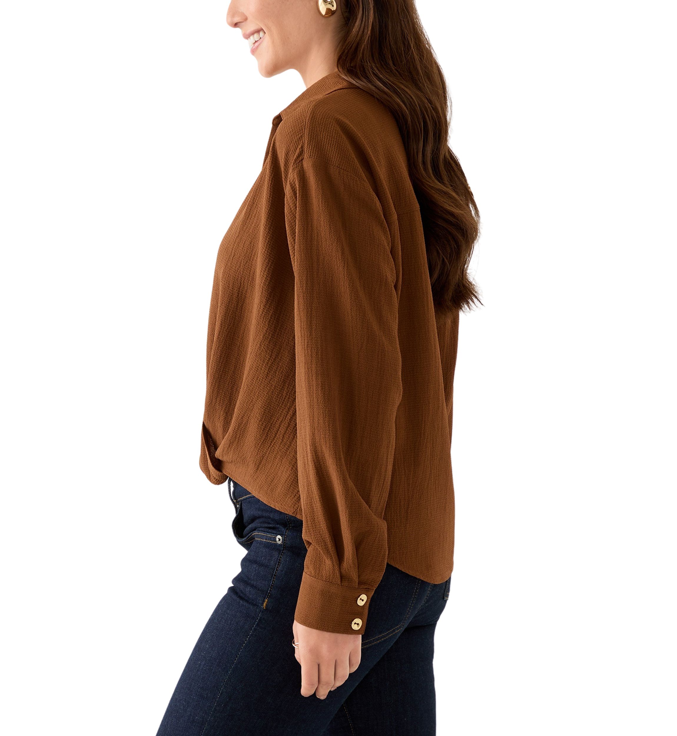 Petite Textured Twist Front Top