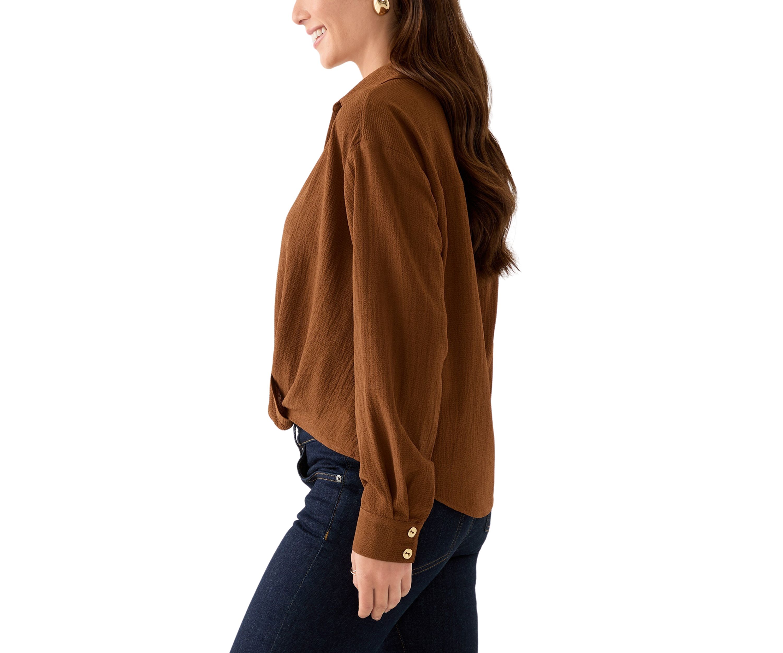 Petite Textured Twist Front Top