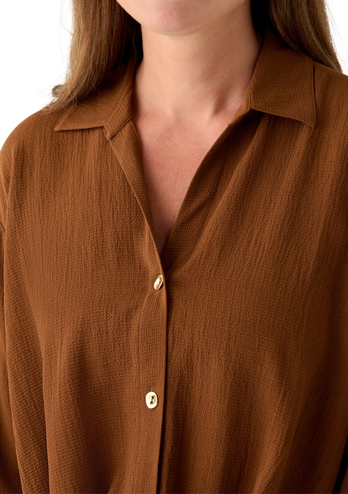 Petite Textured Twist Front Top