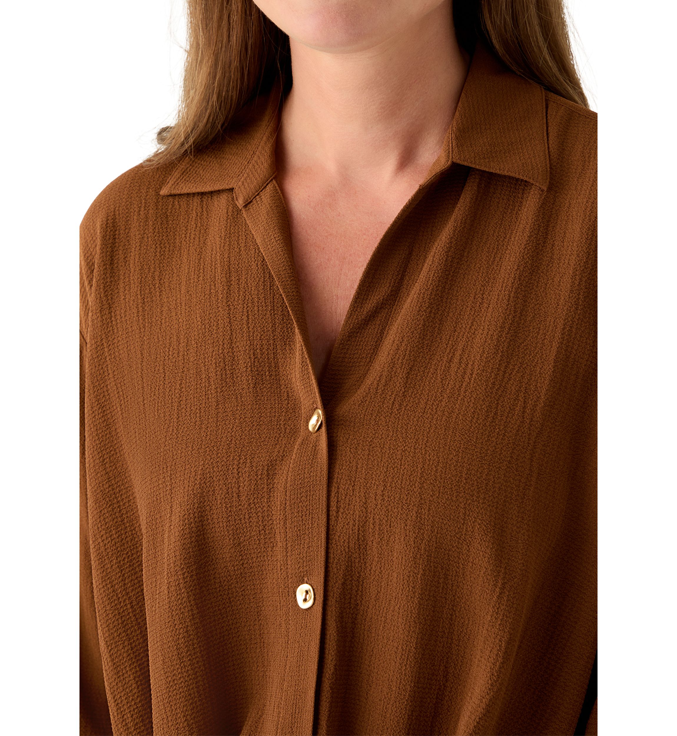 Petite Textured Twist Front Top