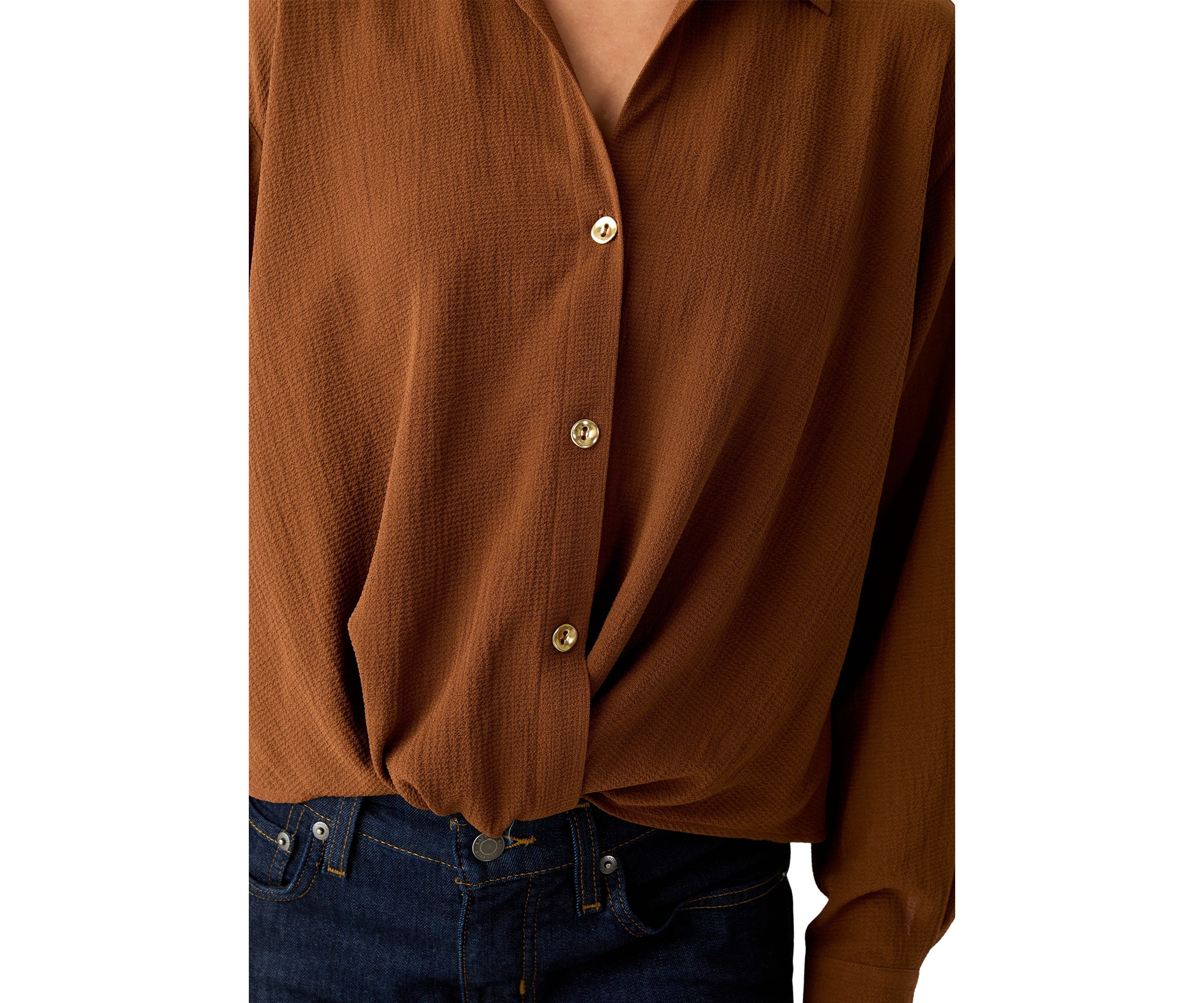 Petite Textured Twist Front Top