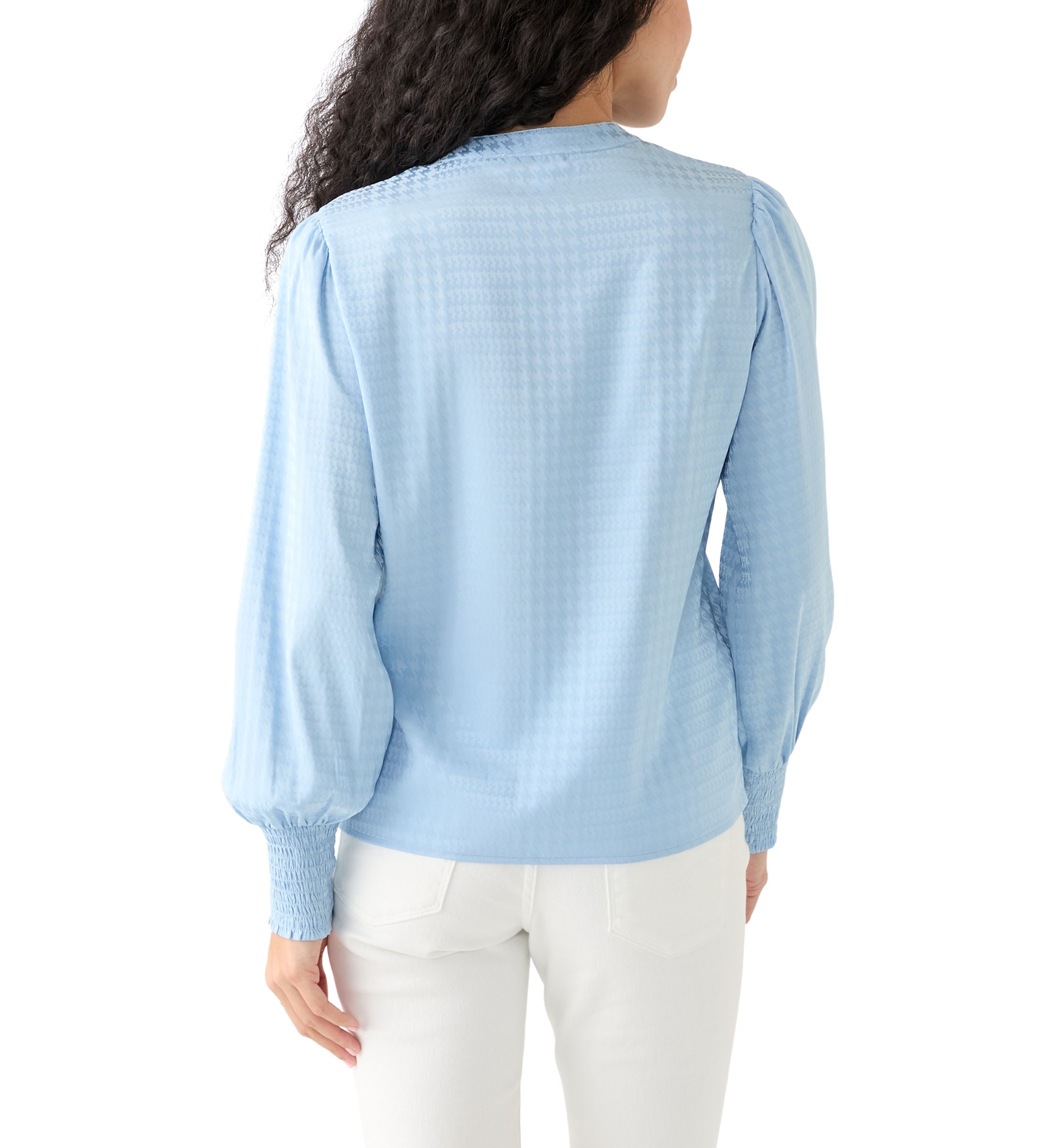 Petite Long Sleeve Button Front Top