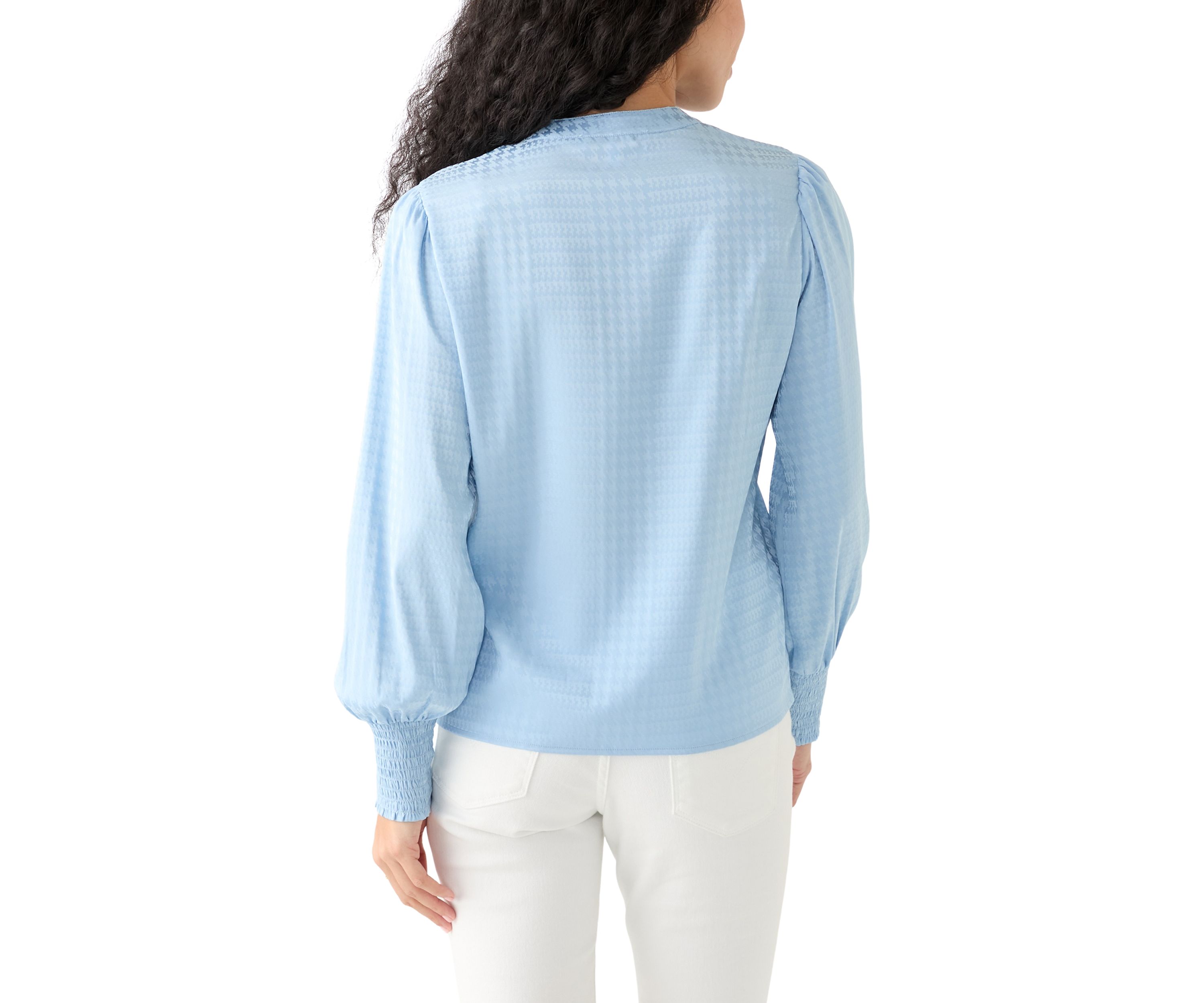 Petite Long Sleeve Button Front Top