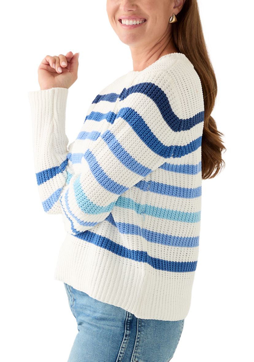 Petite Fever Striped Chenille Sweater