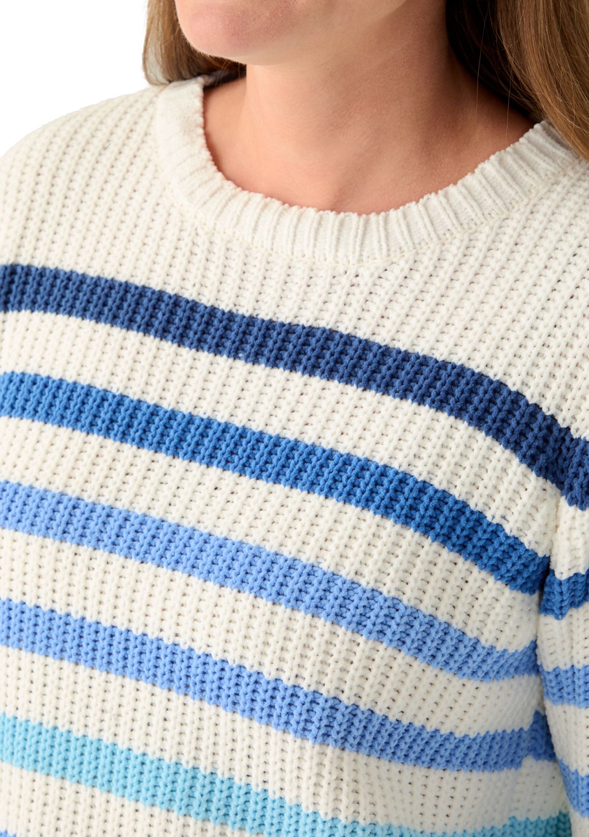 Petite Fever Striped Chenille Sweater