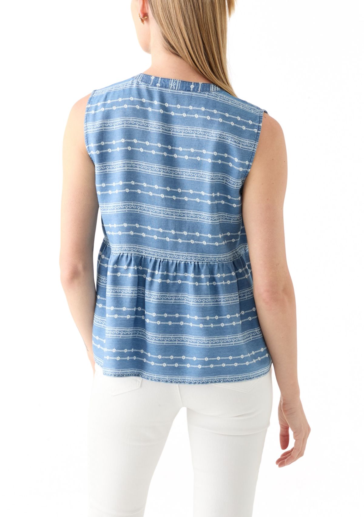 Petite Sleeveless V-Neck Printed Tank 