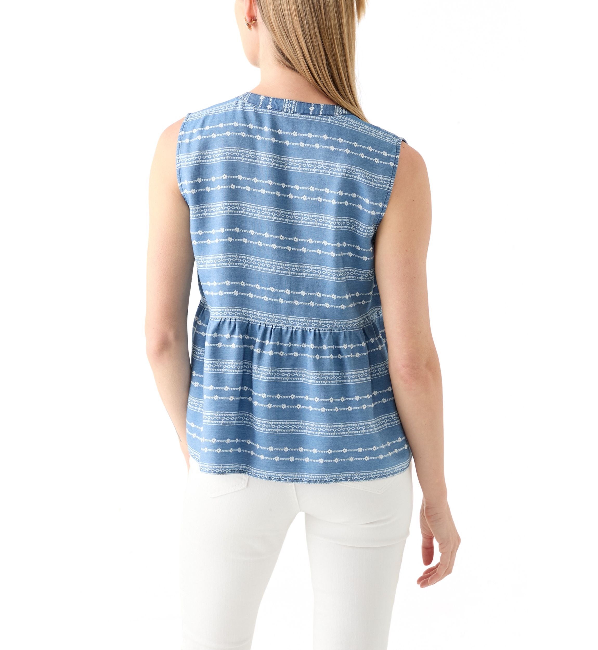 Petite Sleeveless V-Neck Printed Tank 