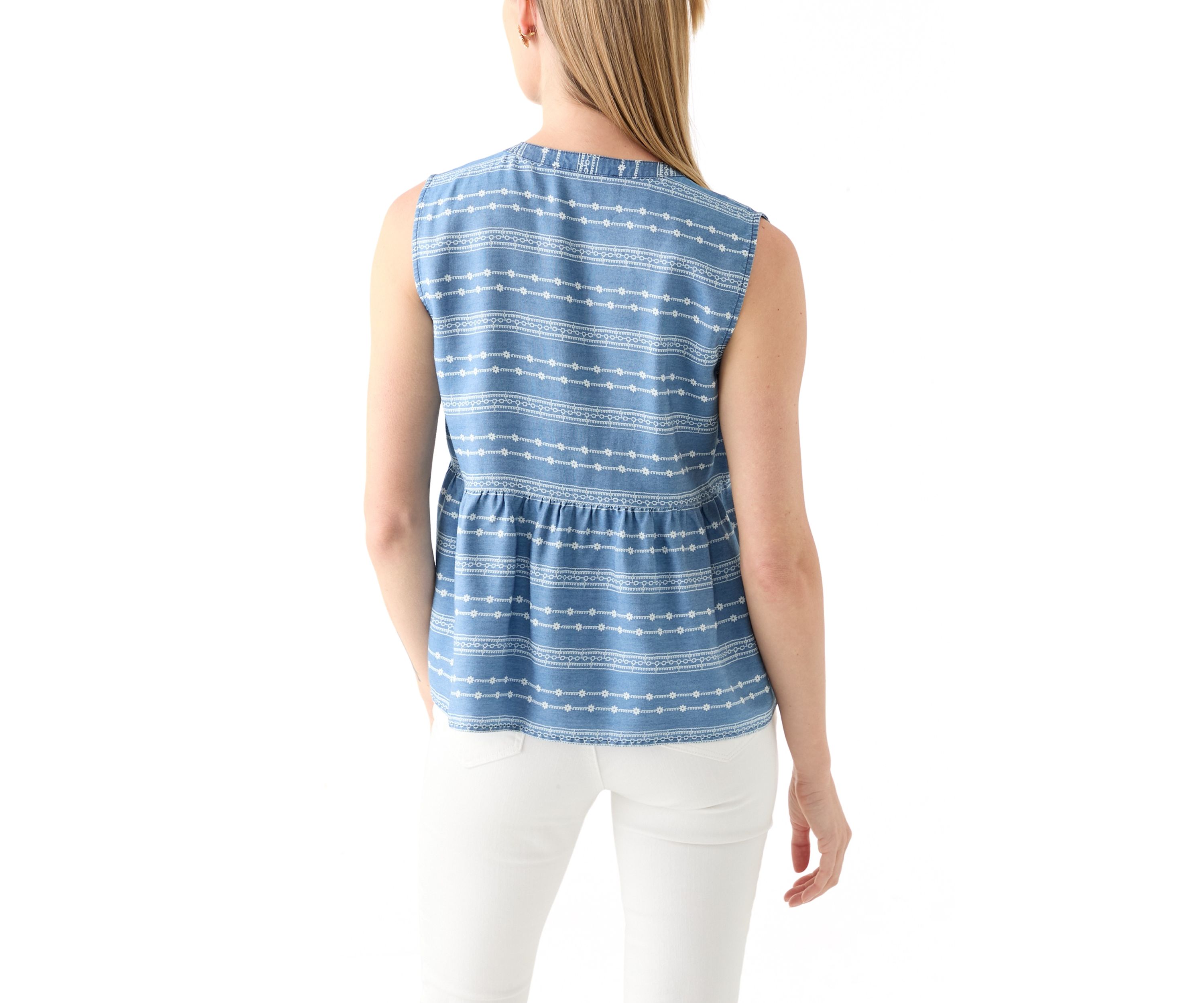 Petite Sleeveless V-Neck Printed Tank 