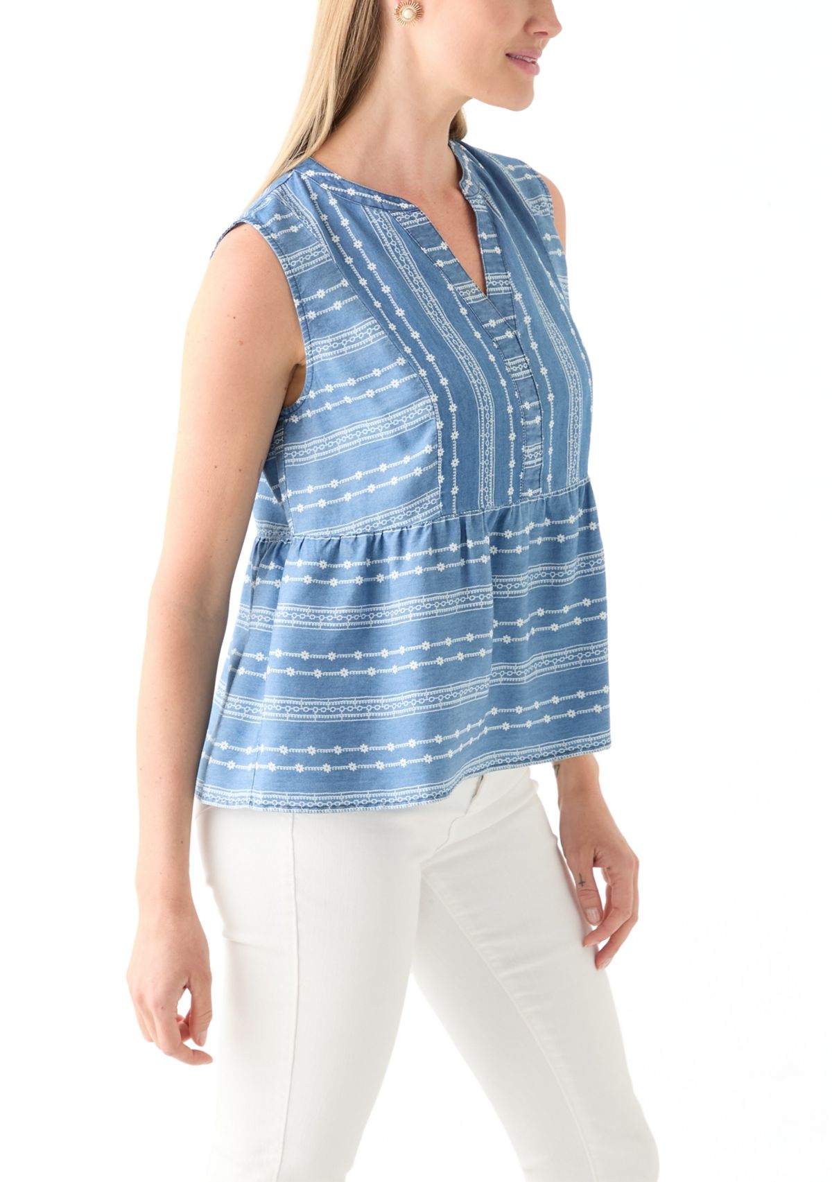 Petite Sleeveless V-Neck Printed Tank 