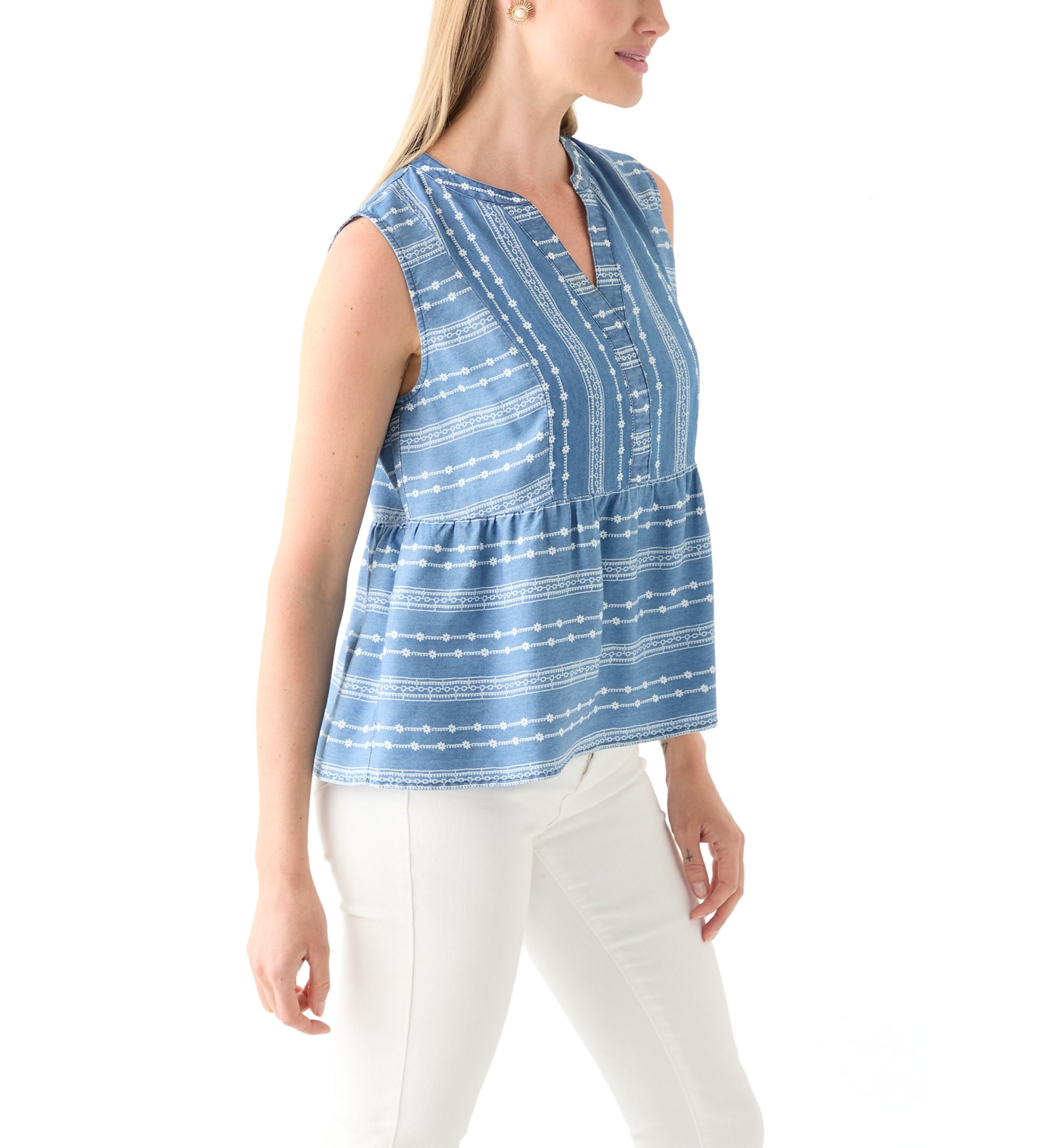 Petite Sleeveless V-Neck Printed Tank 