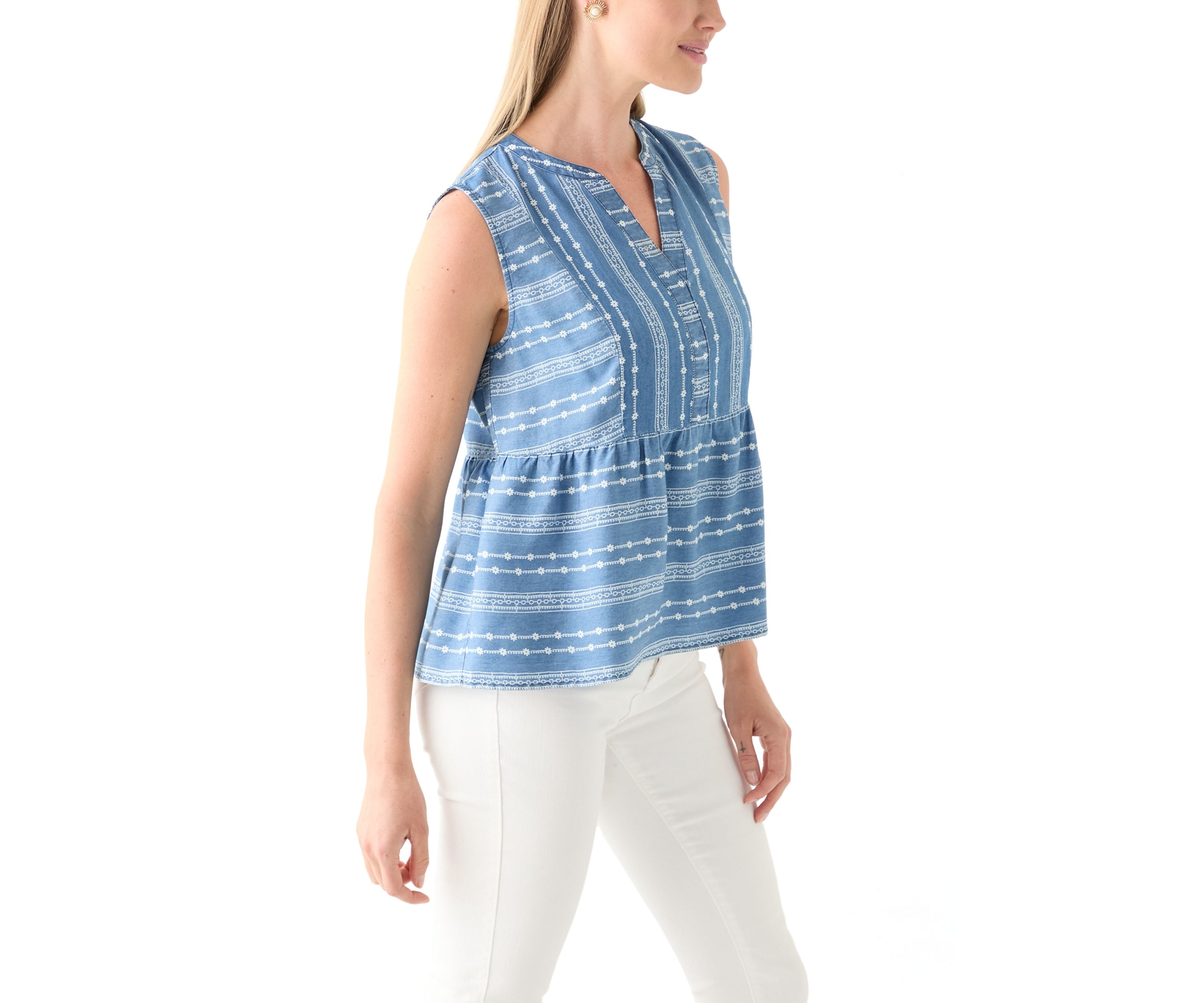 Petite Sleeveless V-Neck Printed Tank 