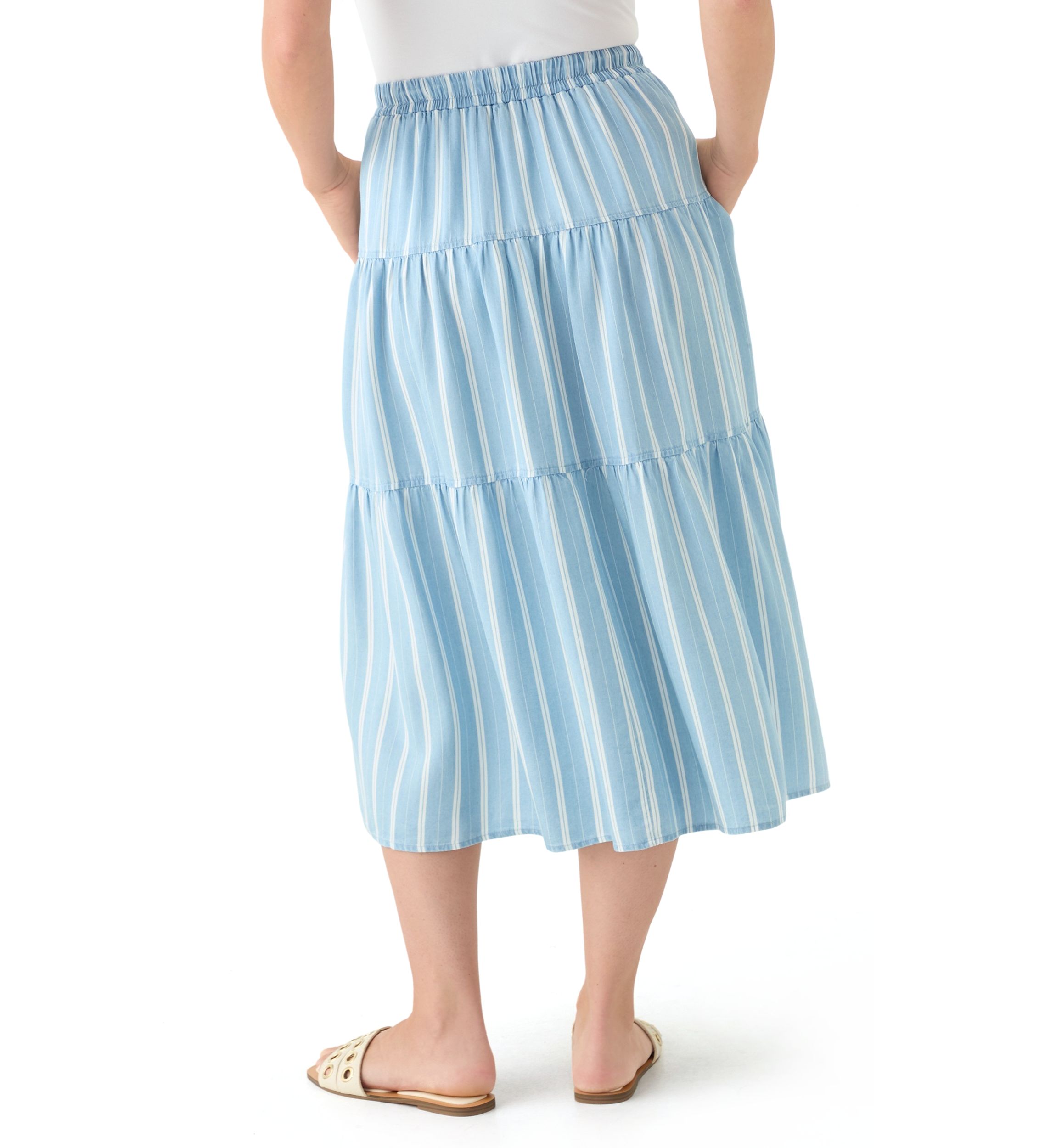 Petite Ruffle Tiered Striped Skirt