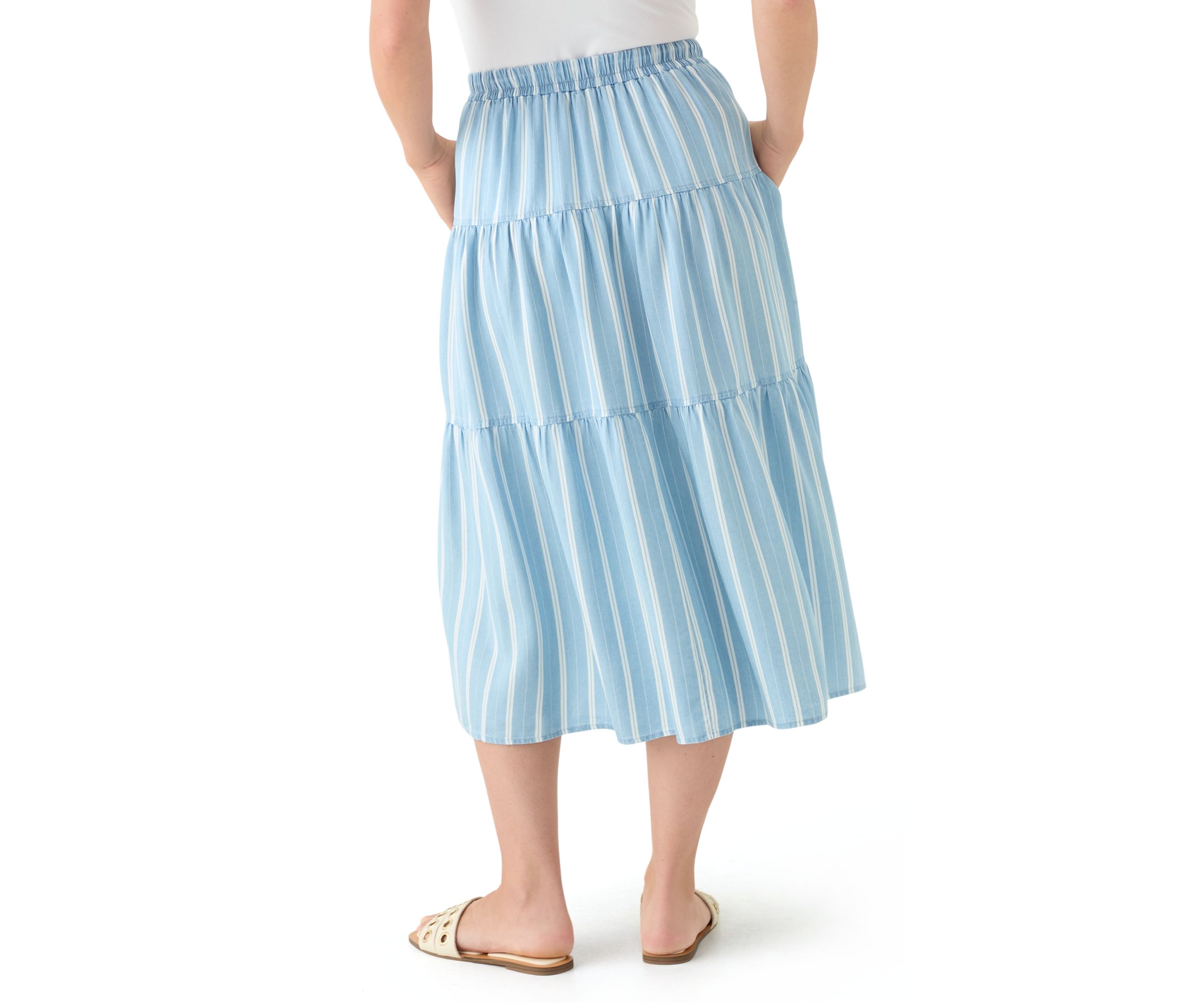 Petite Ruffle Tiered Striped Skirt