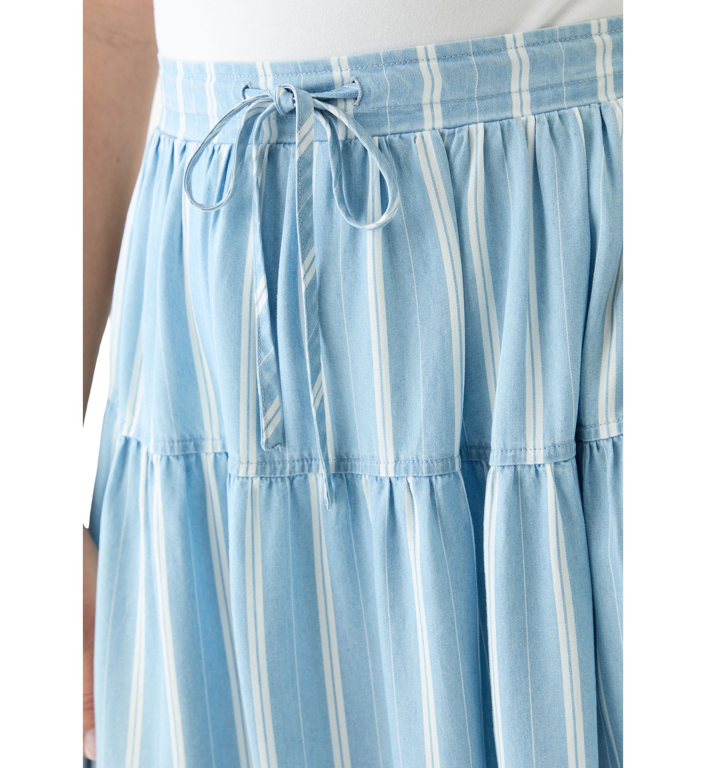 Petite Ruffle Tiered Striped Skirt