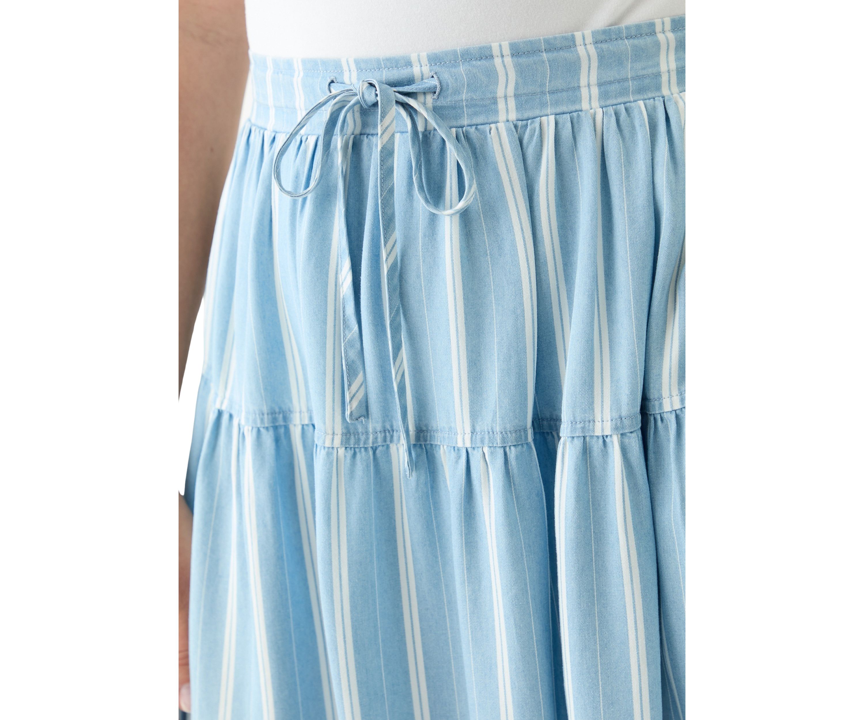 Petite Ruffle Tiered Striped Skirt