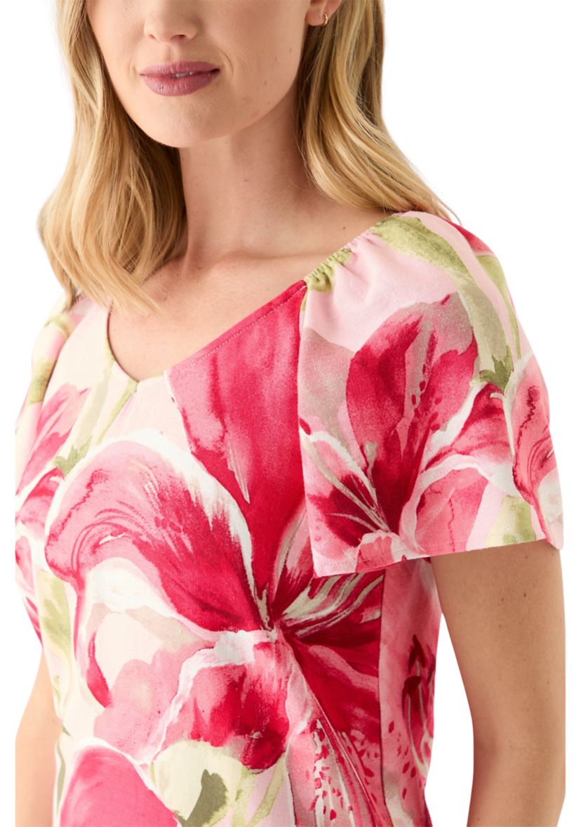 Petite Short Flutter Sleeve Floral Top