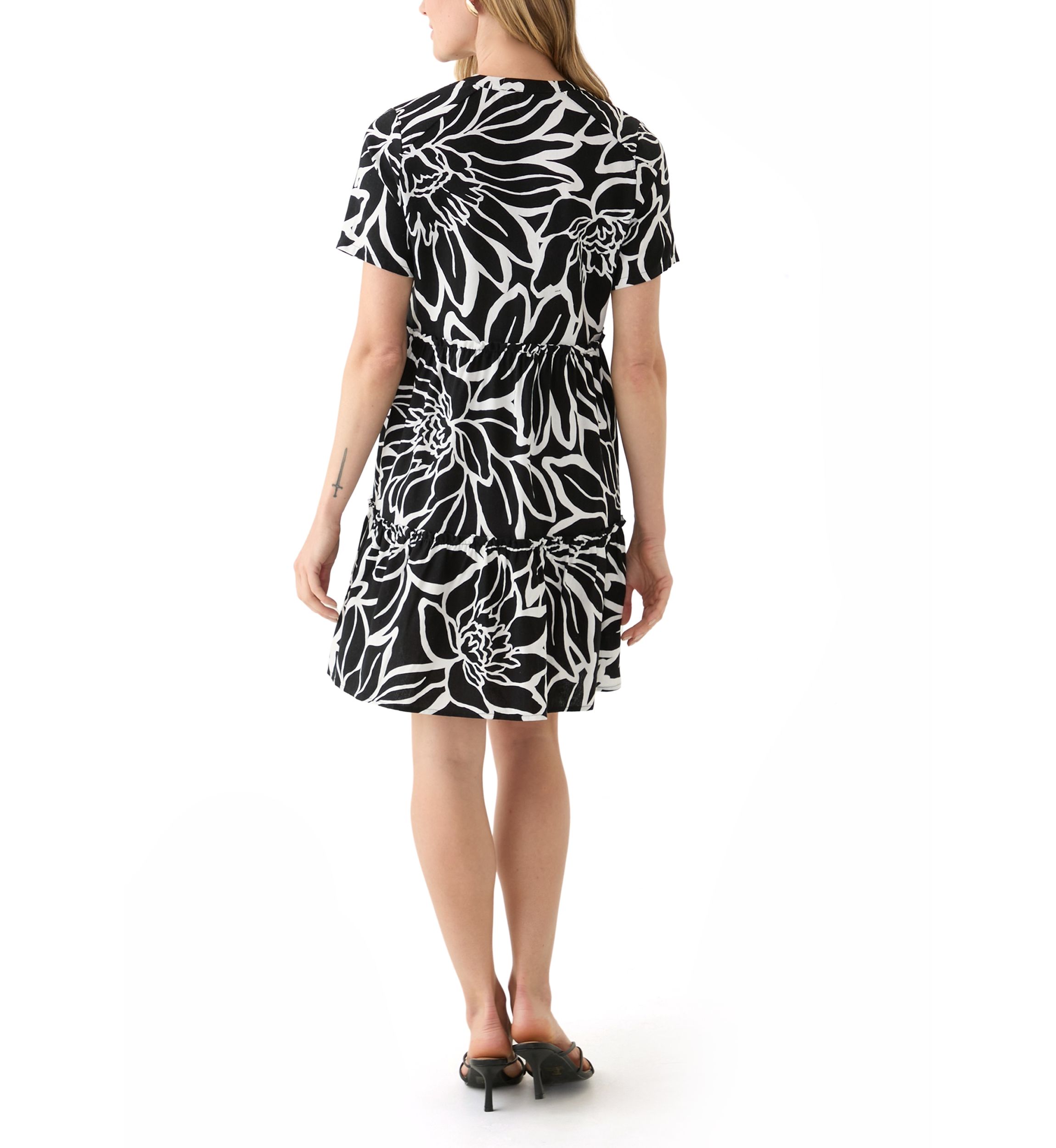 Petite Short Sleeve Printed Dress