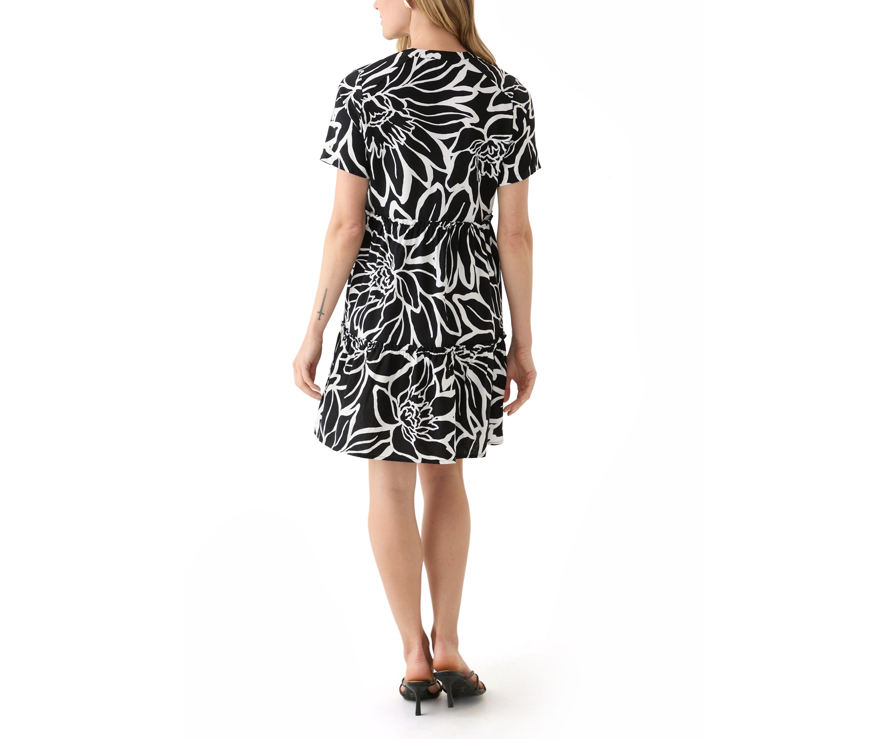 Petite Short Sleeve Printed Dress