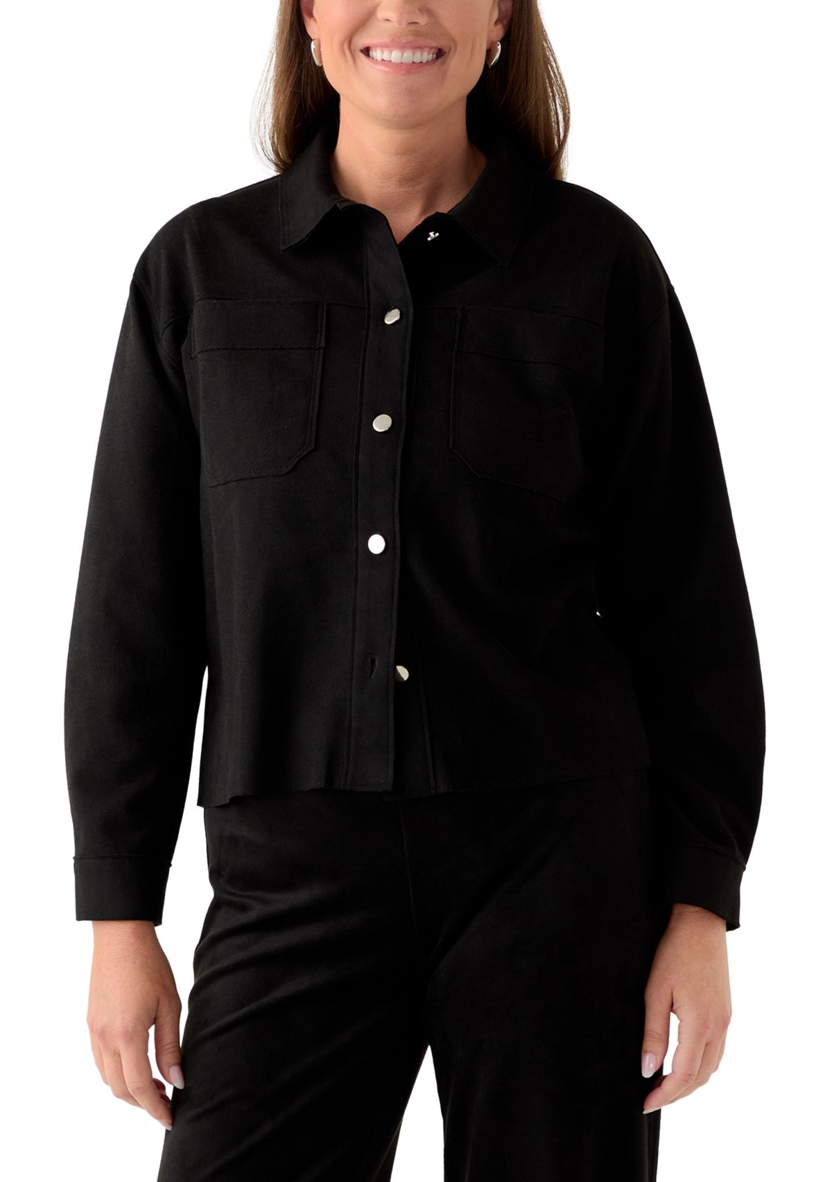 Petite Faux Suede Shirt Jacket