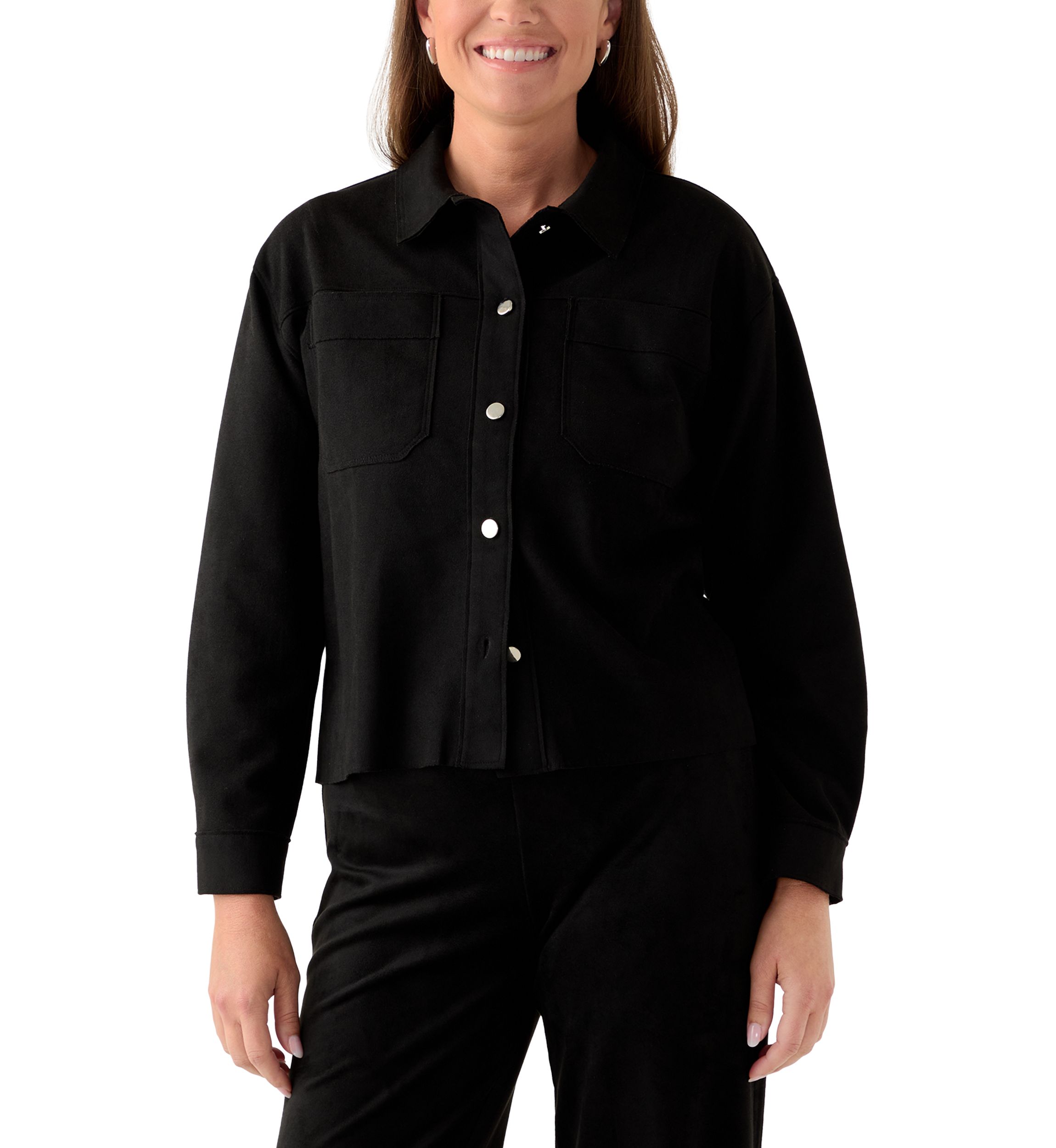 Petite Faux Suede Shirt Jacket