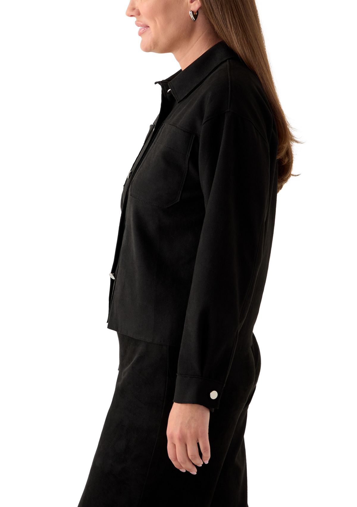 Petite Faux Suede Shirt Jacket