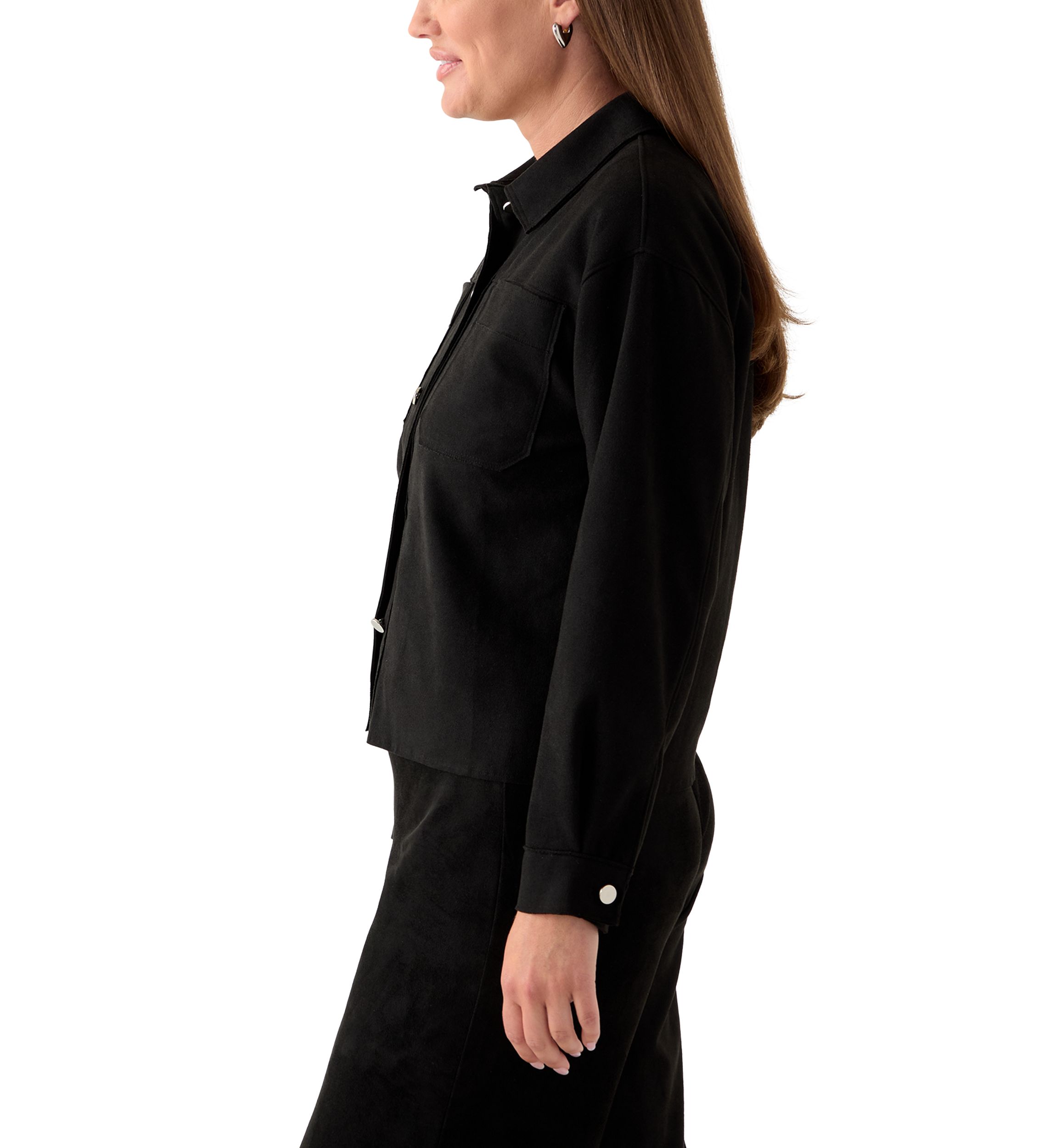 Petite Faux Suede Shirt Jacket