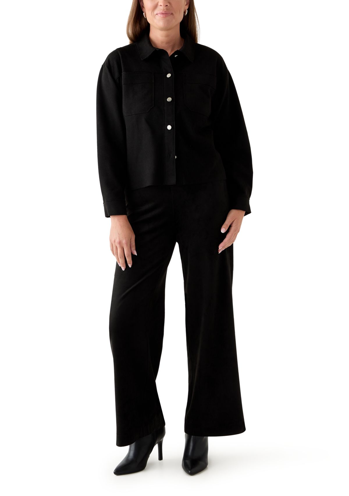 Petite Faux Suede Shirt Jacket