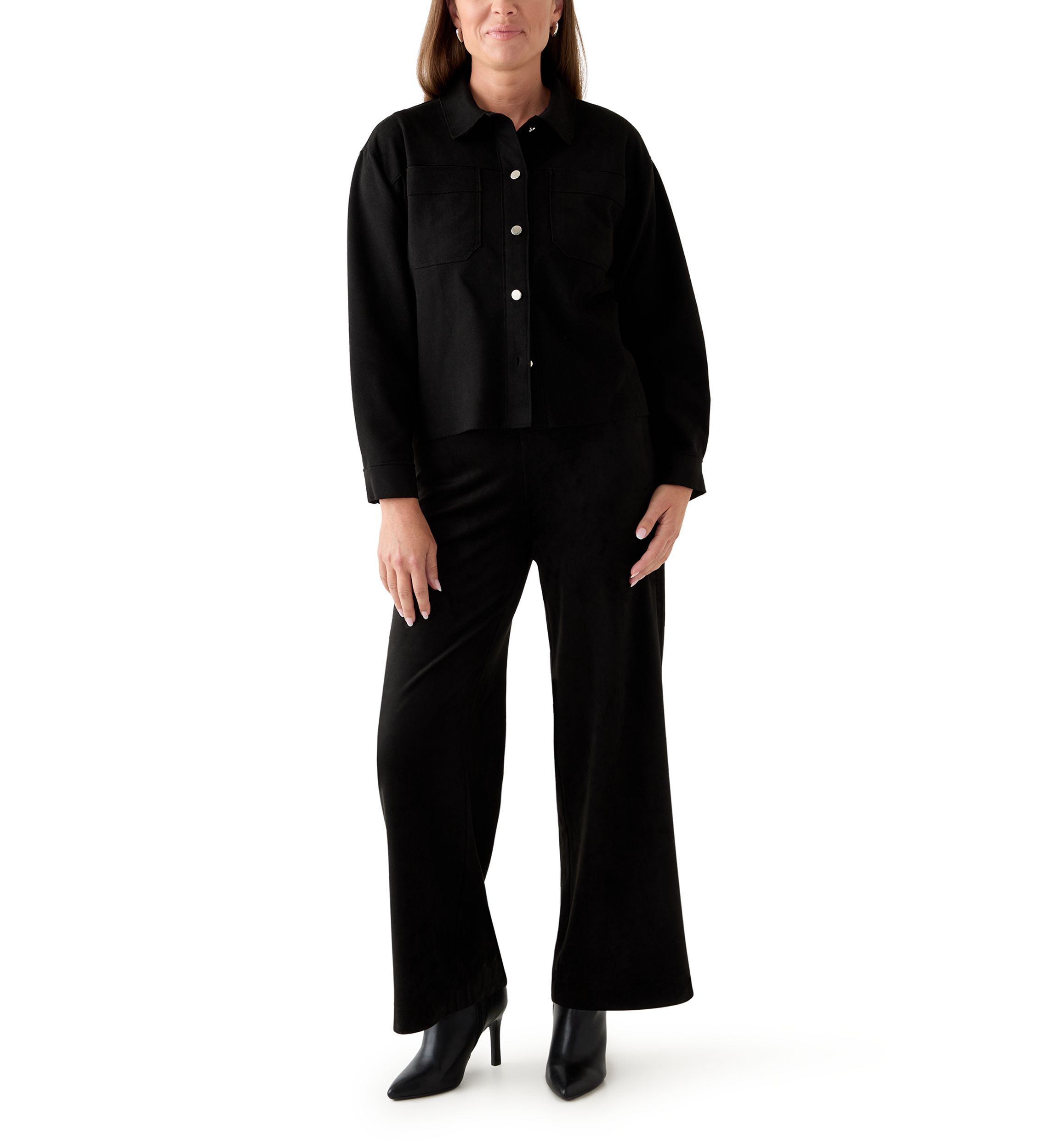 Petite Faux Suede Shirt Jacket