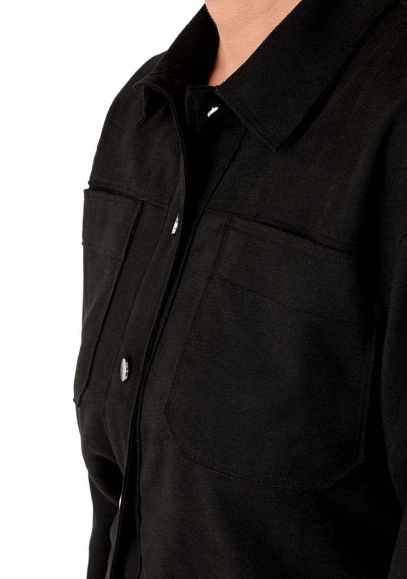 Petite Faux Suede Shirt Jacket