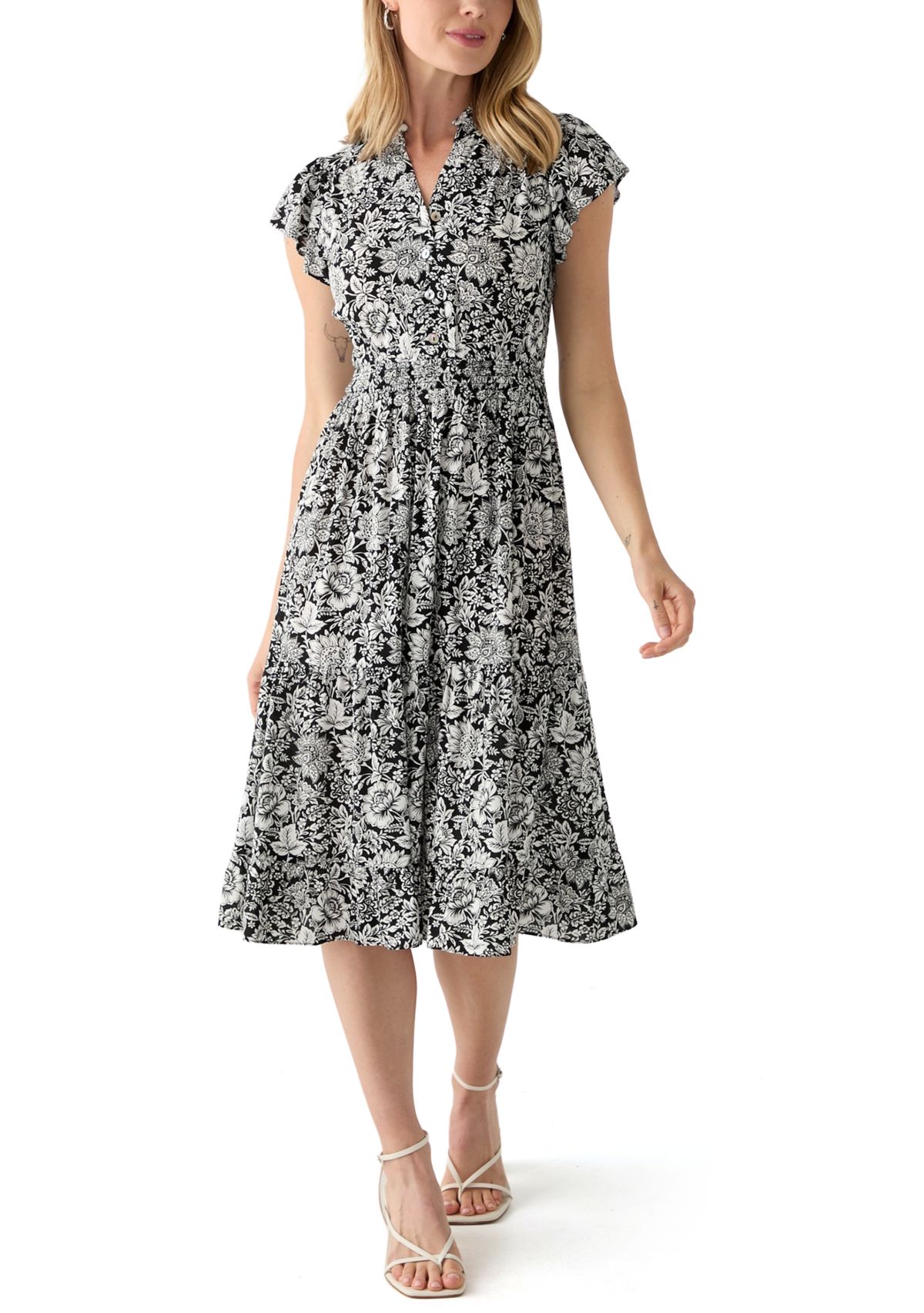 Petite Flutter Sleeve Dress