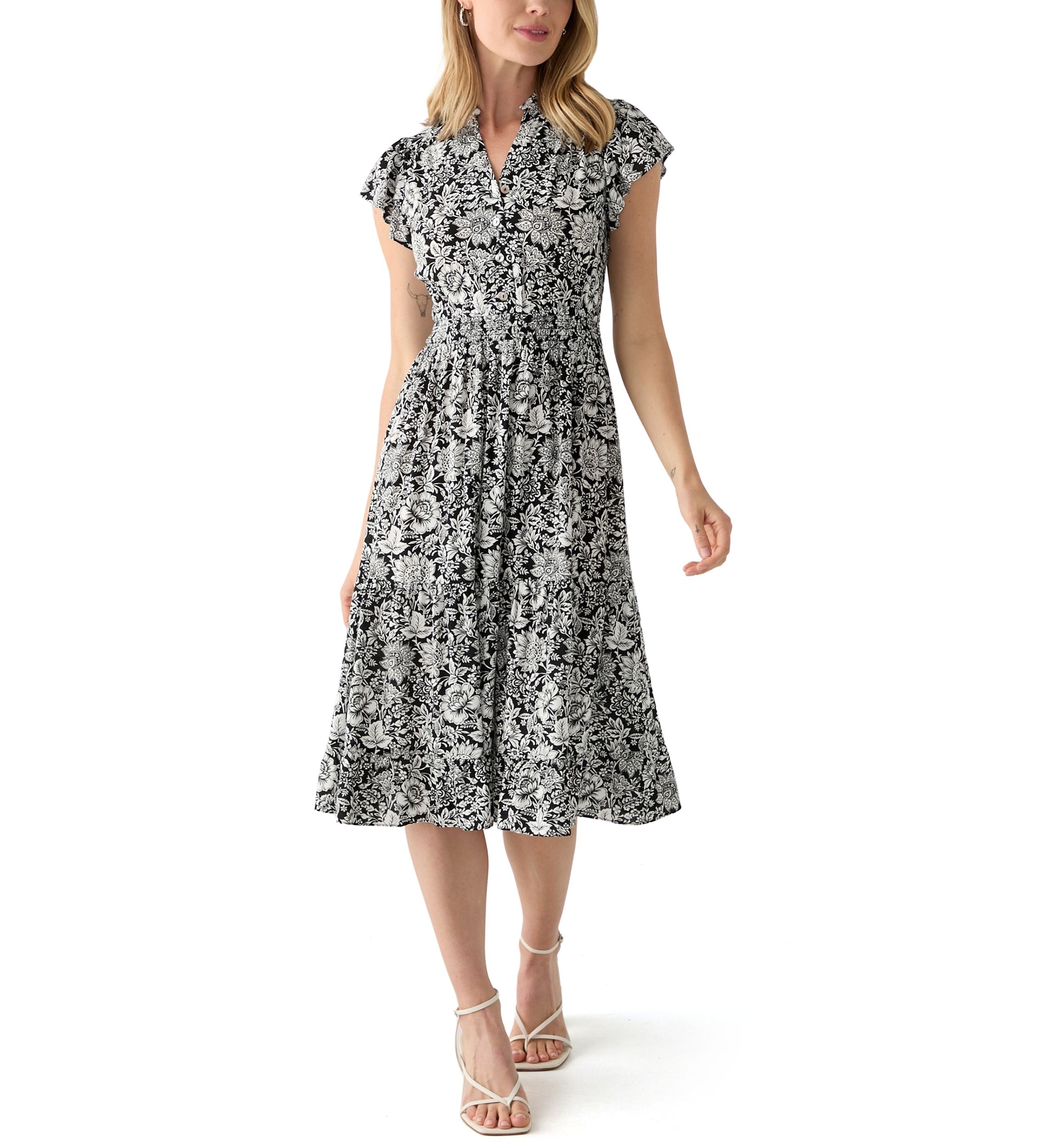 Petite Flutter Sleeve Dress