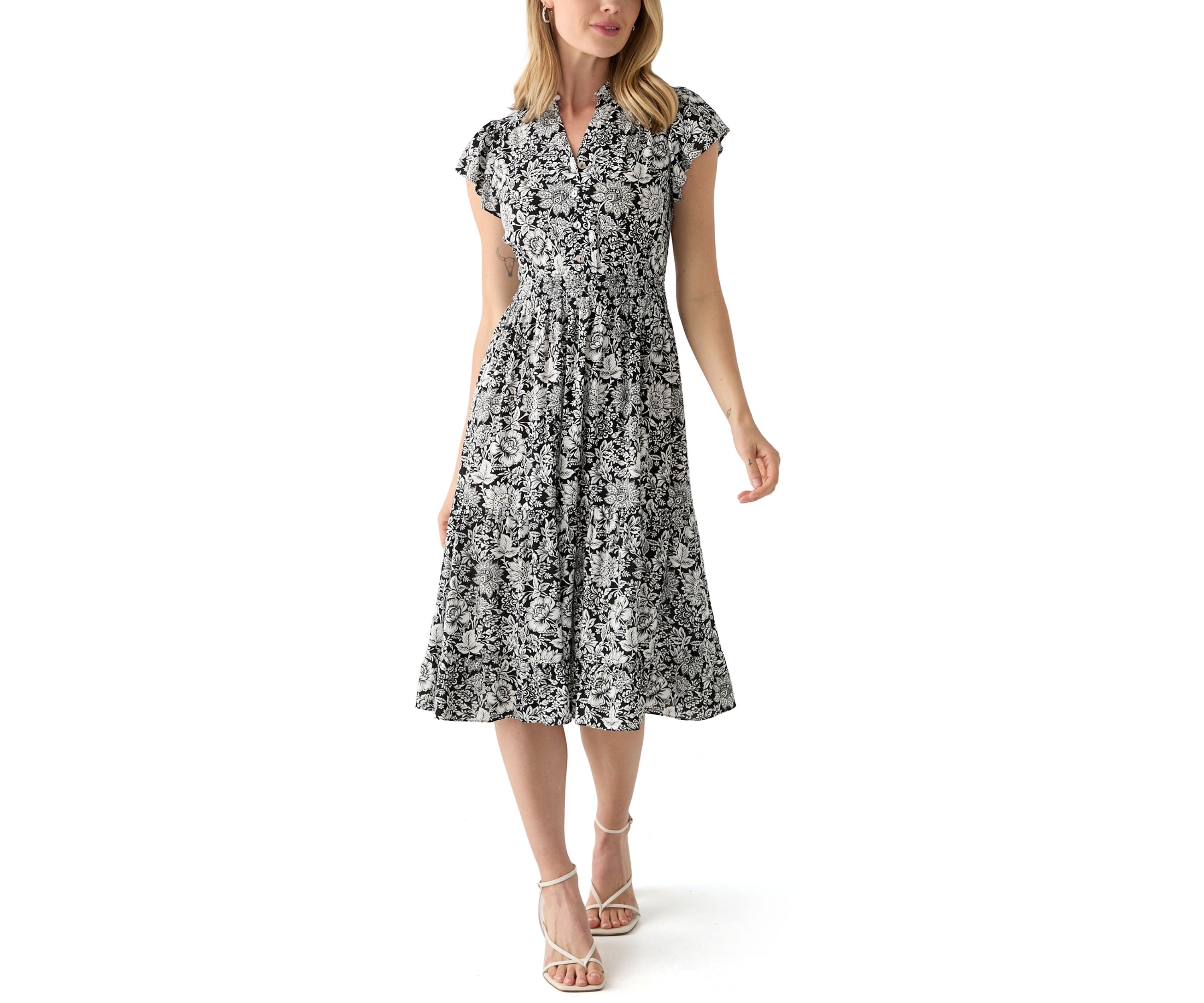 Petite Flutter Sleeve Dress