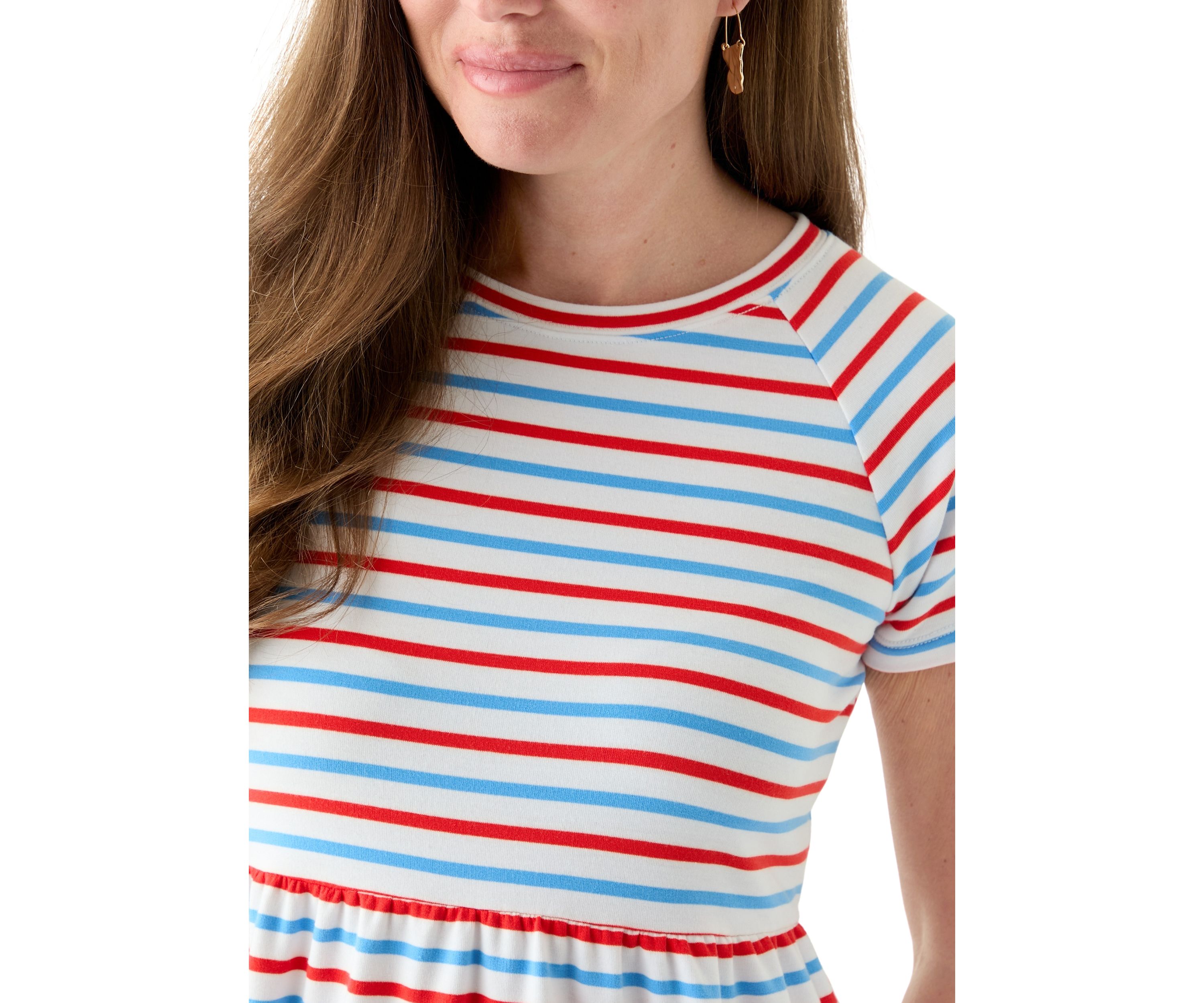 Petite Short Sleeve Stripe Dress