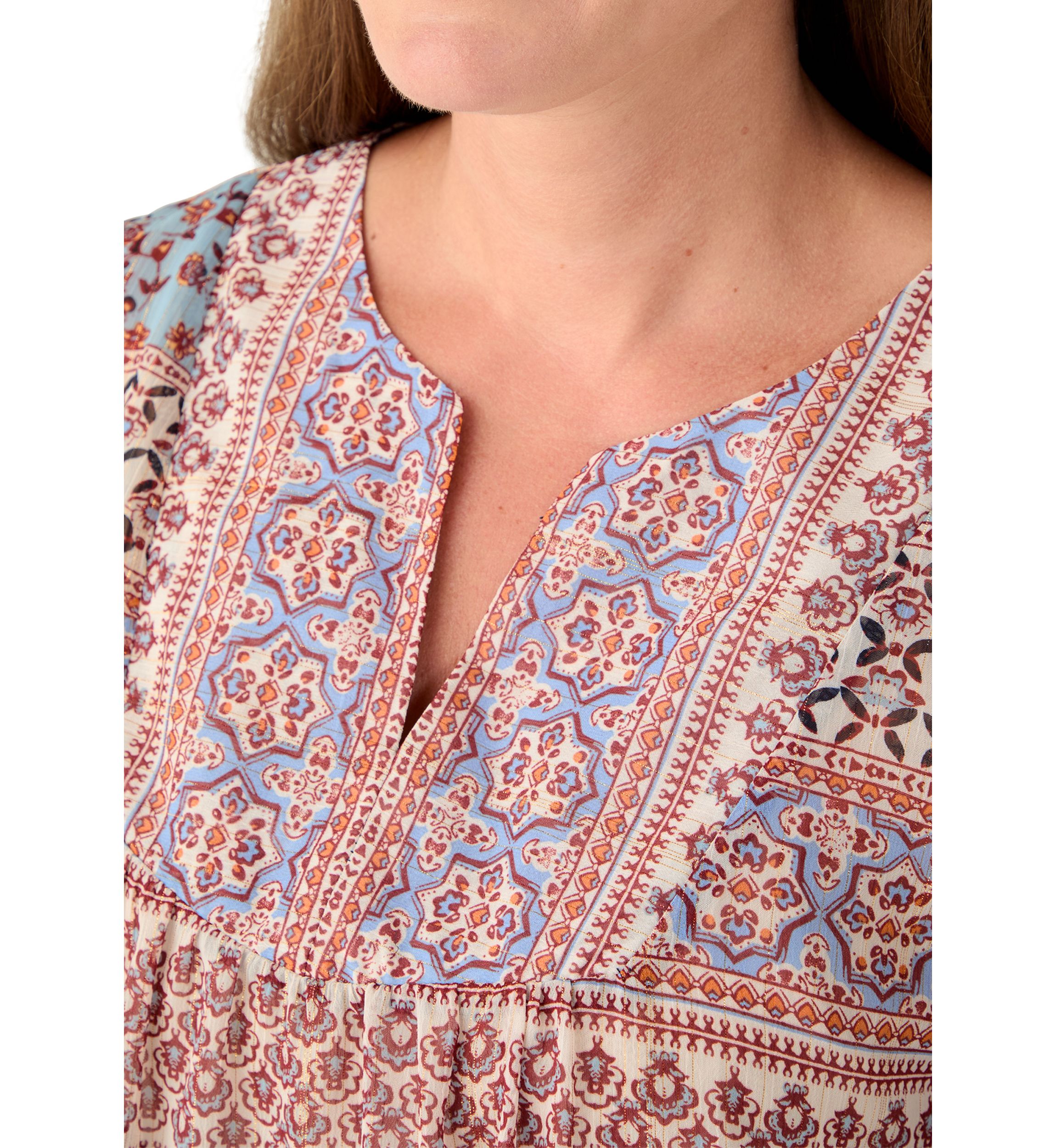 Petite Lurex Thread Print Blouse