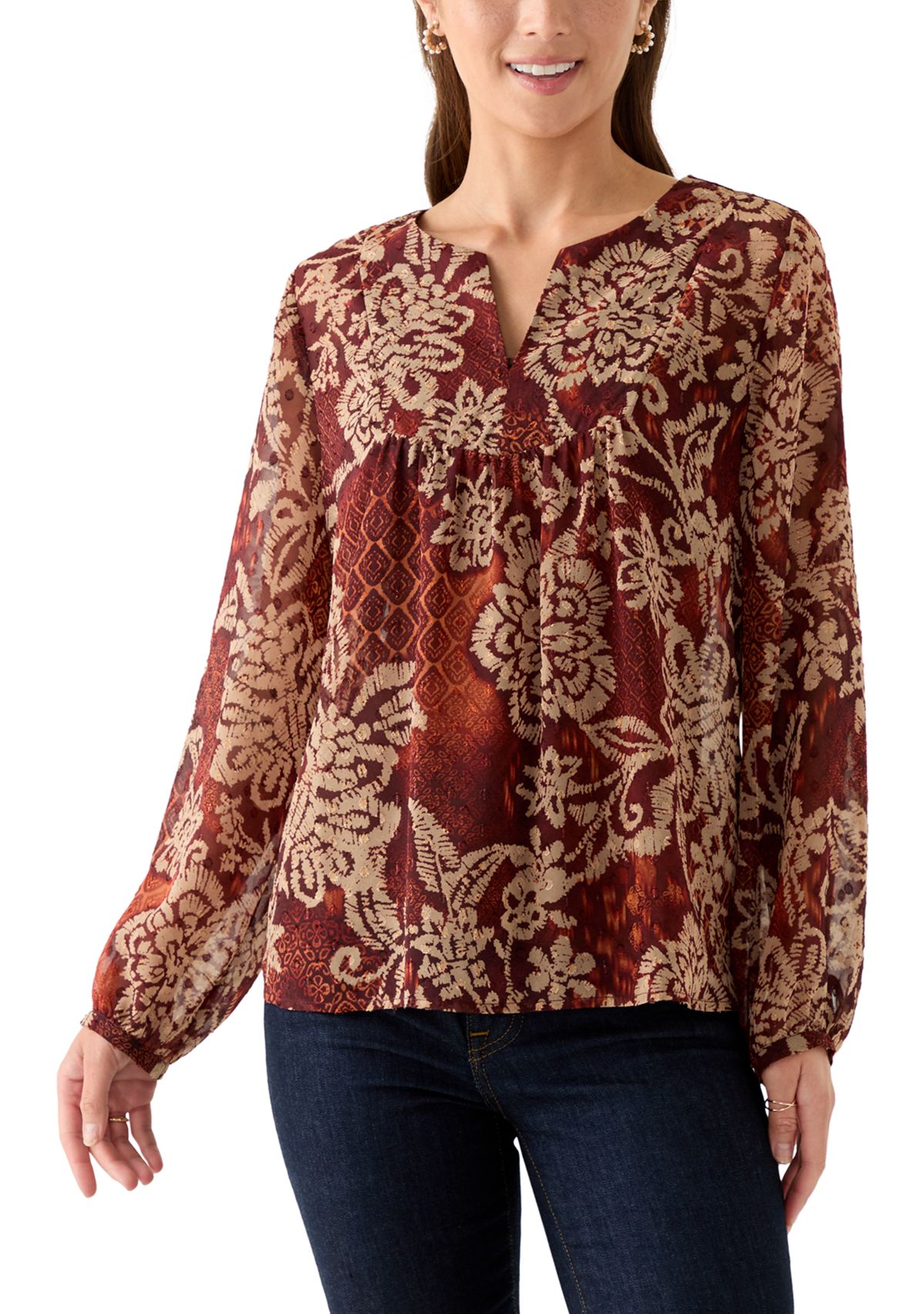 Petite V-Neck Yoke Top