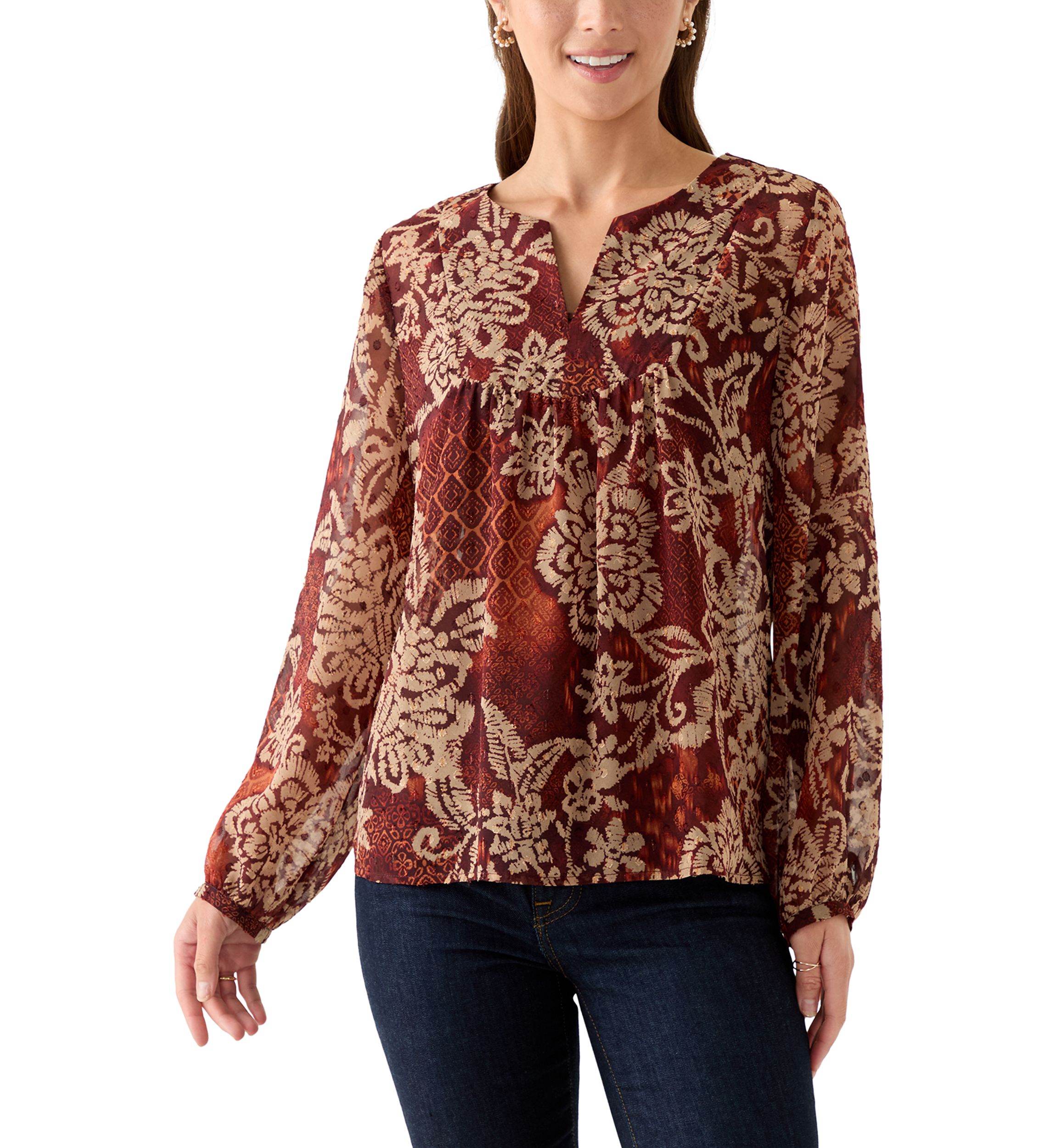 Petite V-Neck Yoke Top