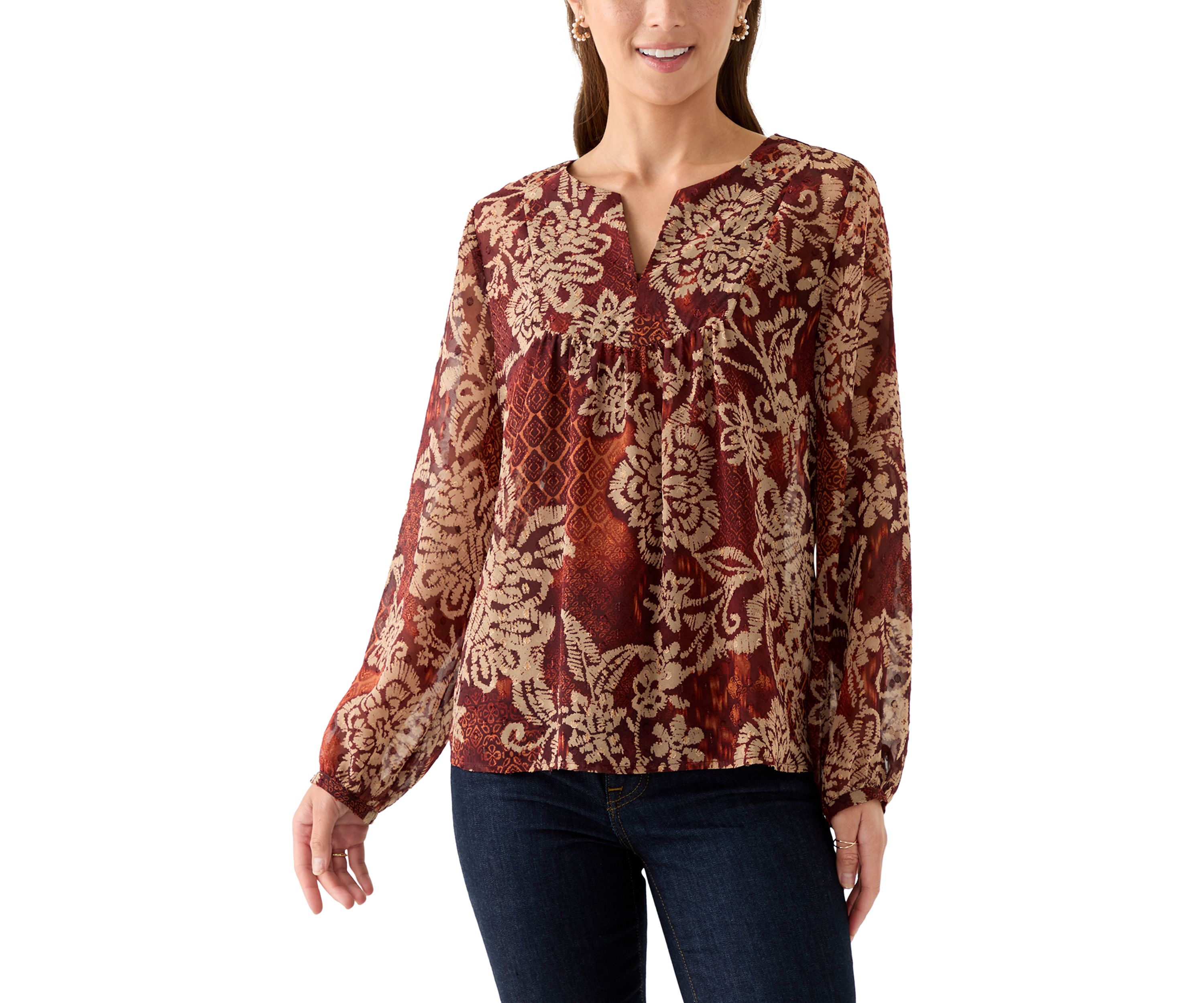 Petite V-Neck Yoke Top