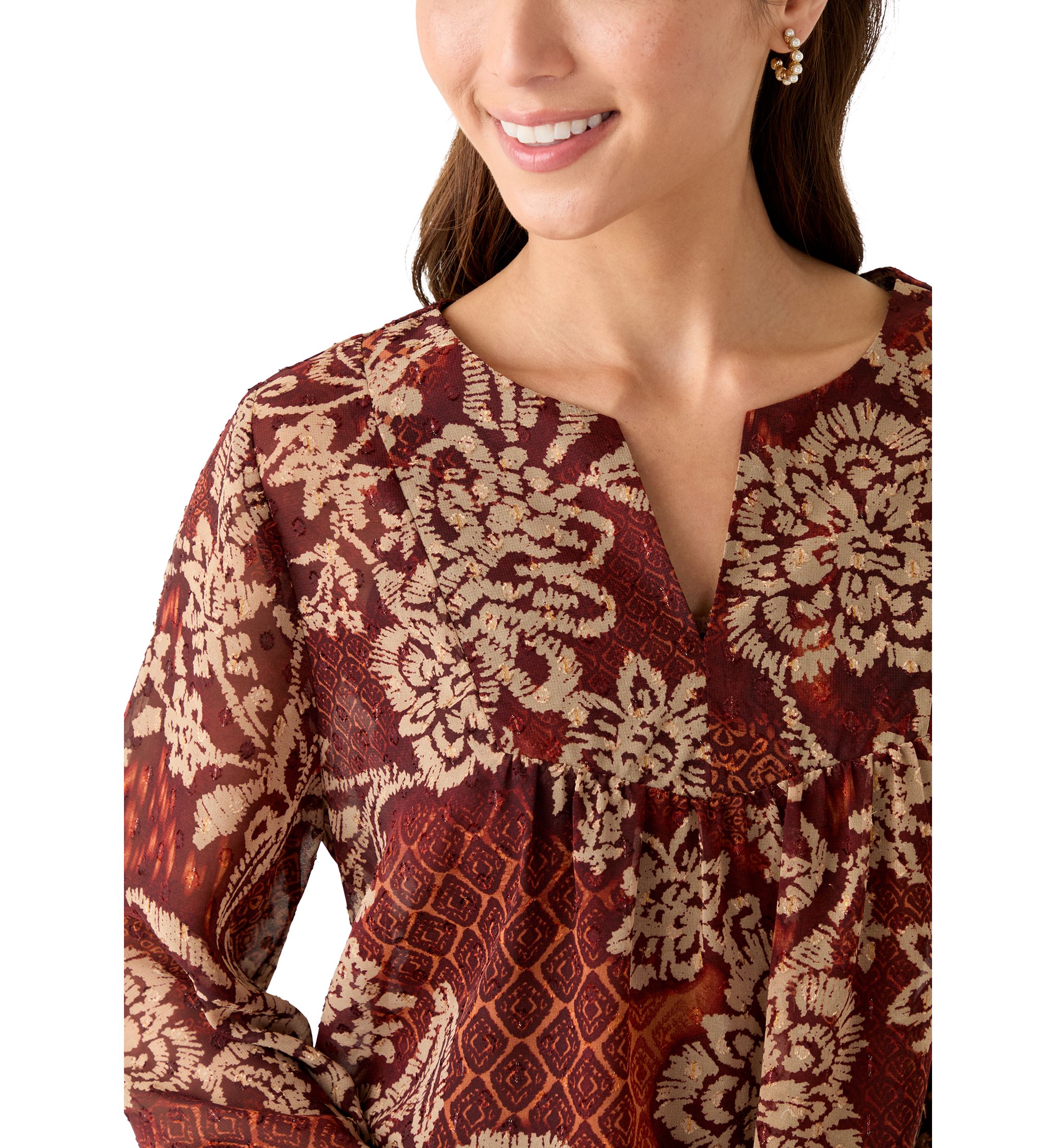 Petite V-Neck Yoke Top