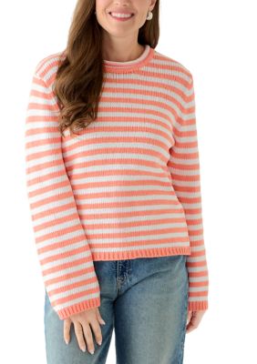 Single Thread Women's Petite Lounge Striped Roll Neck Pullover Sweater, PXL