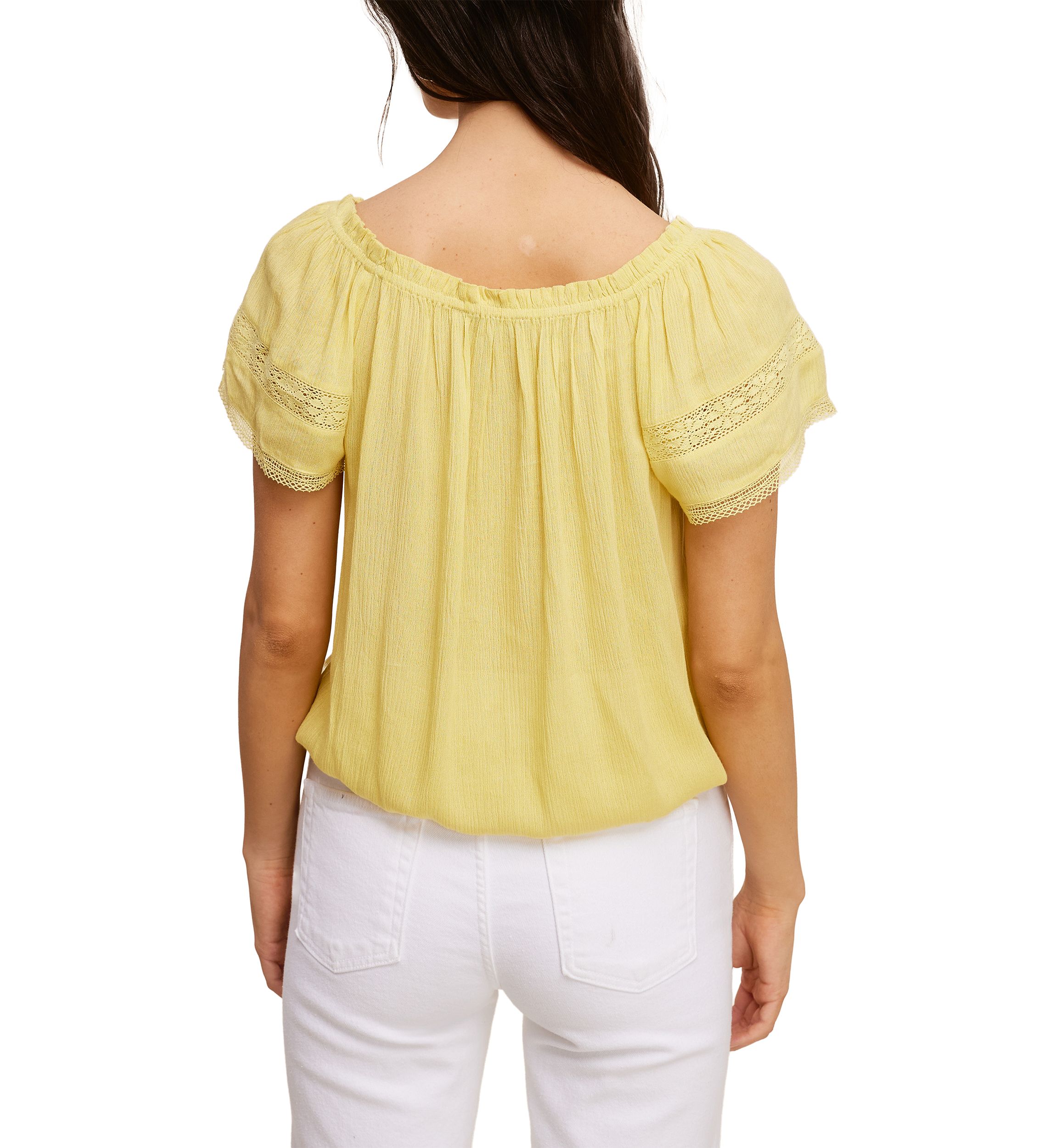 Petite Short Sleeve Peasant Top