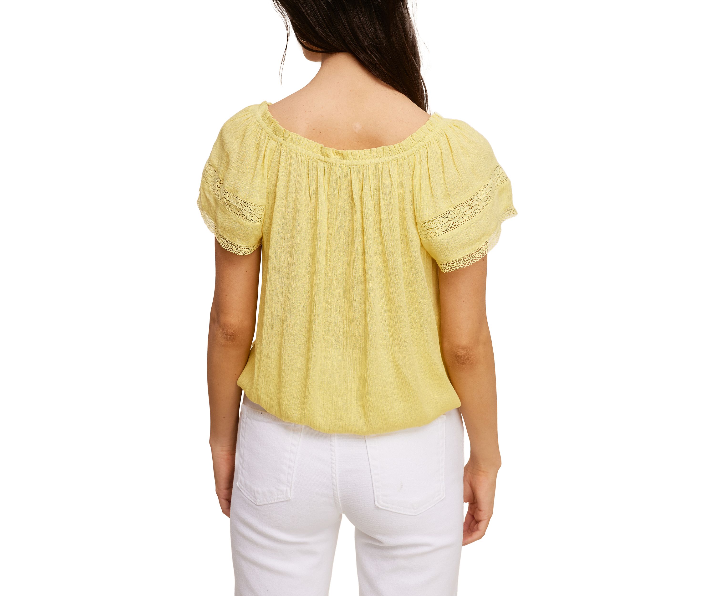 Petite Short Sleeve Peasant Top