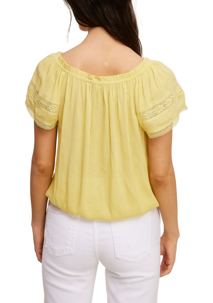 Petite Short Sleeve Peasant Top