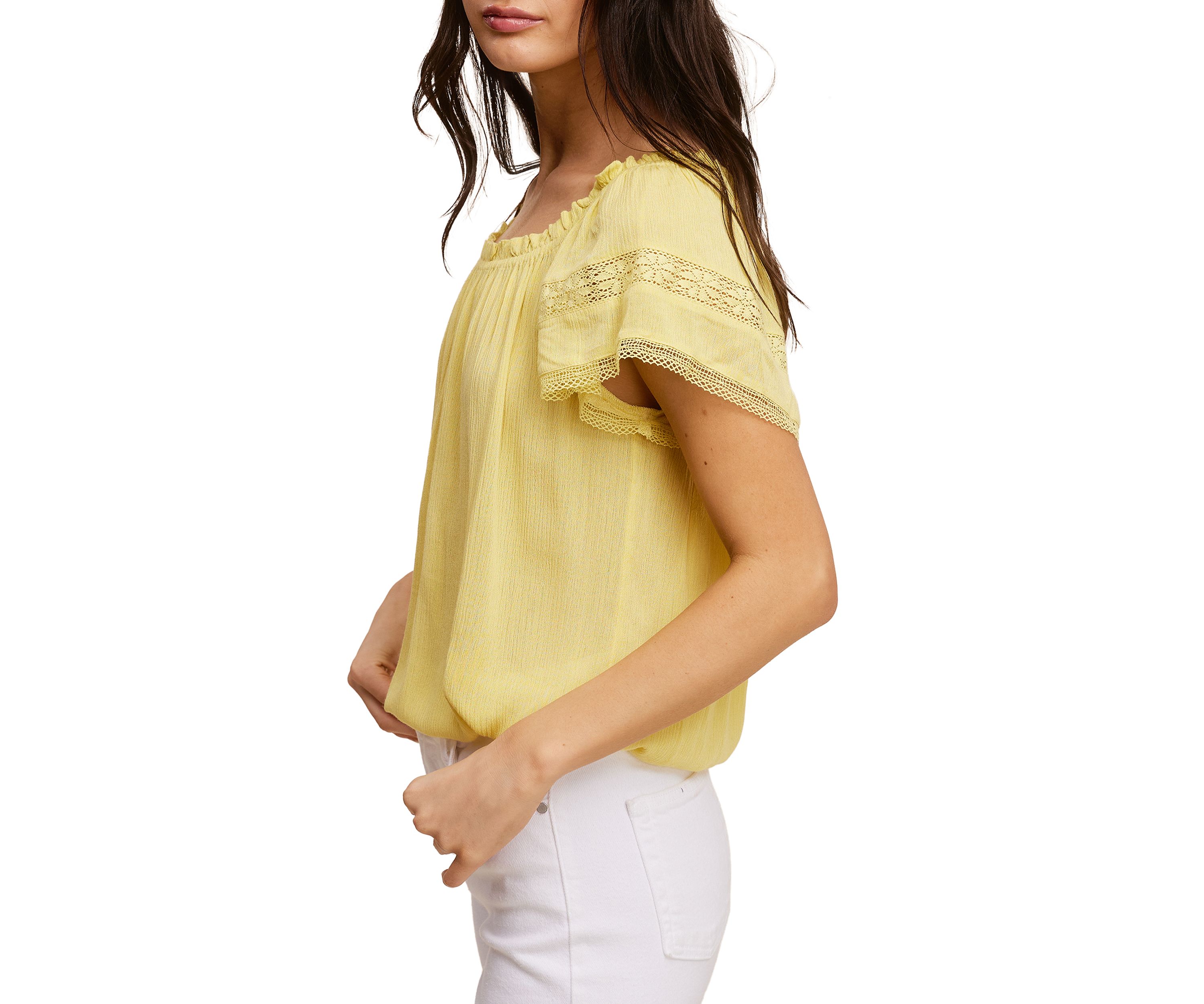 Petite Short Sleeve Peasant Top