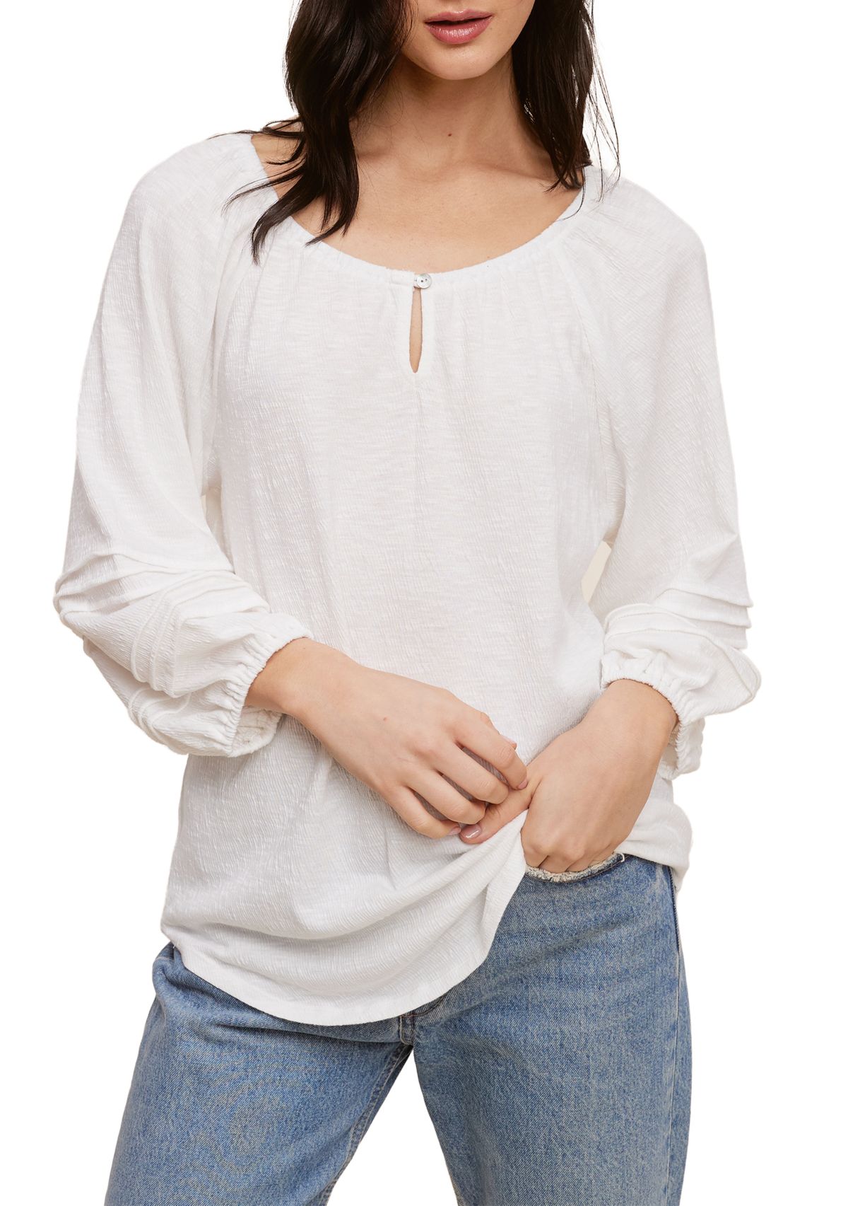 Petite Knit Peasant Top